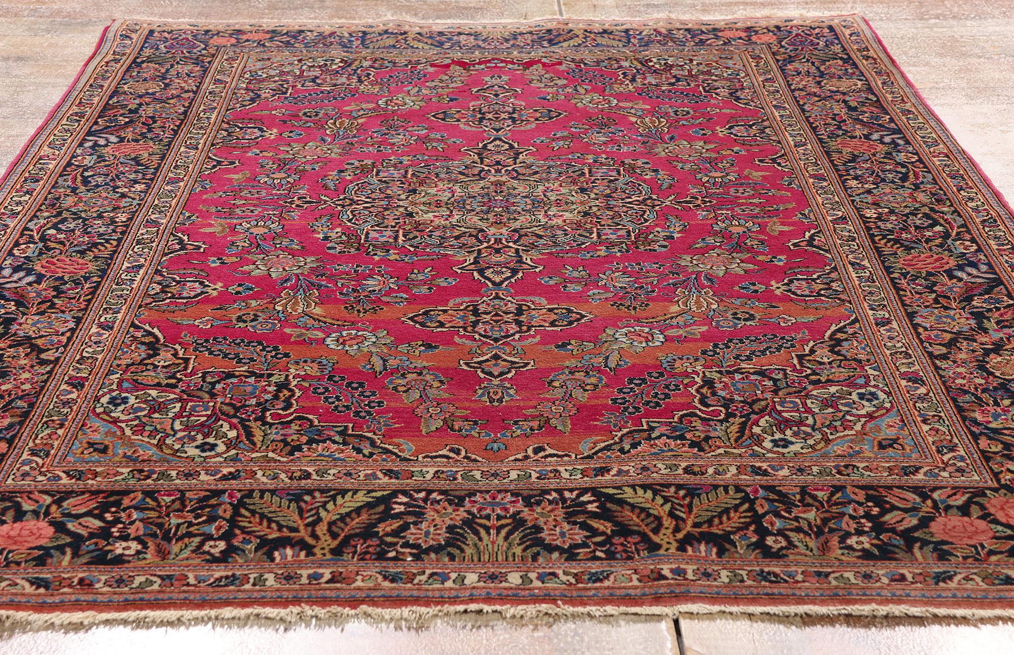 Antiker Kashan-Teppich aus den 1920er Jahren mit modernem Stil im Zustand „Gut“ im Angebot in Dallas, TX