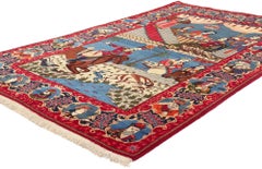 1920's Antique Kashan Carpet with Modern Style, Noble Kings Shahnameh
