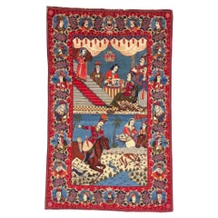 Tapis de Kashan ancien des années 1920 de style moderne, Roi Noble Shahnameh