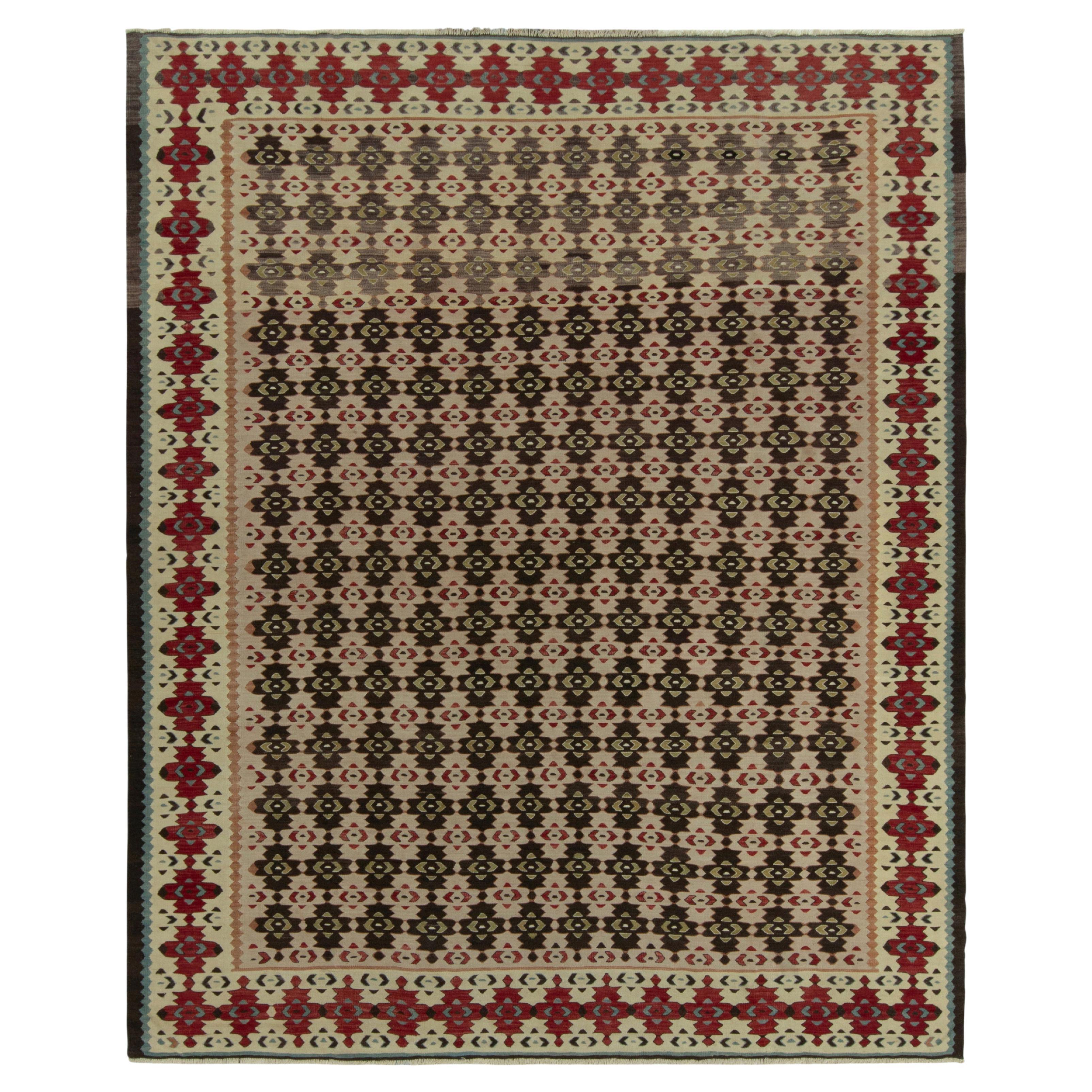 1920s Antique Kilim in Red & Beige-Brown Tribal Geometric Pattern by Rug & Kilim