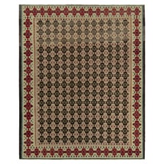 Tapis Kilim ancien des années 1920 en rouge et marron beige à motif géométrique tribal par Rug & Kilim