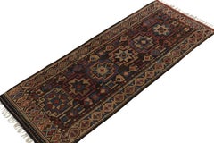 Antique Kurdish Kilim Runner in Brown With Geometric Patterns, From Rug & Kilim