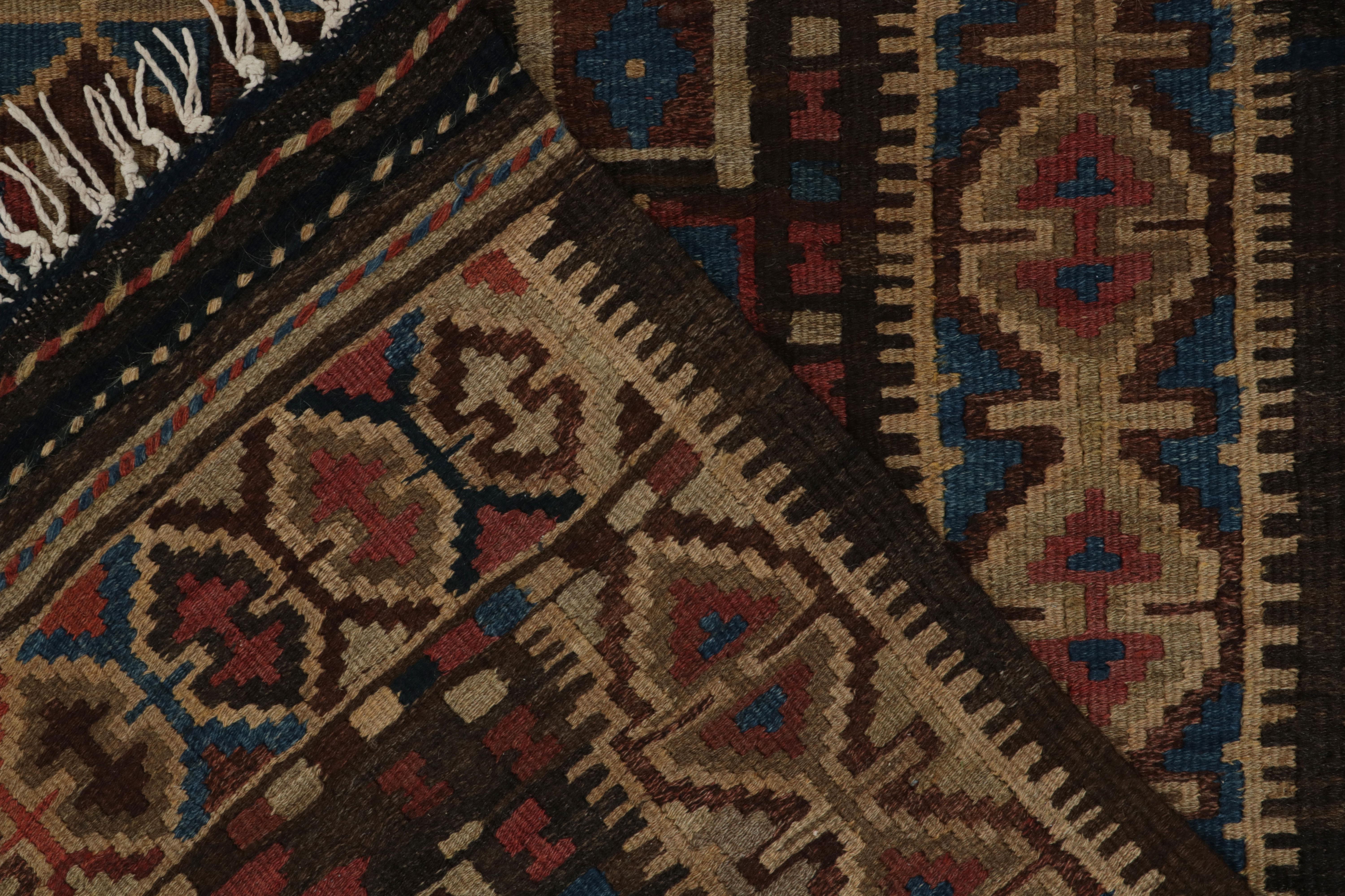 Antique Kurdish Kilim Runner in Brown With Geometric Patterns, From Rug & Kilim In Good Condition For Sale In Long Island City, NY