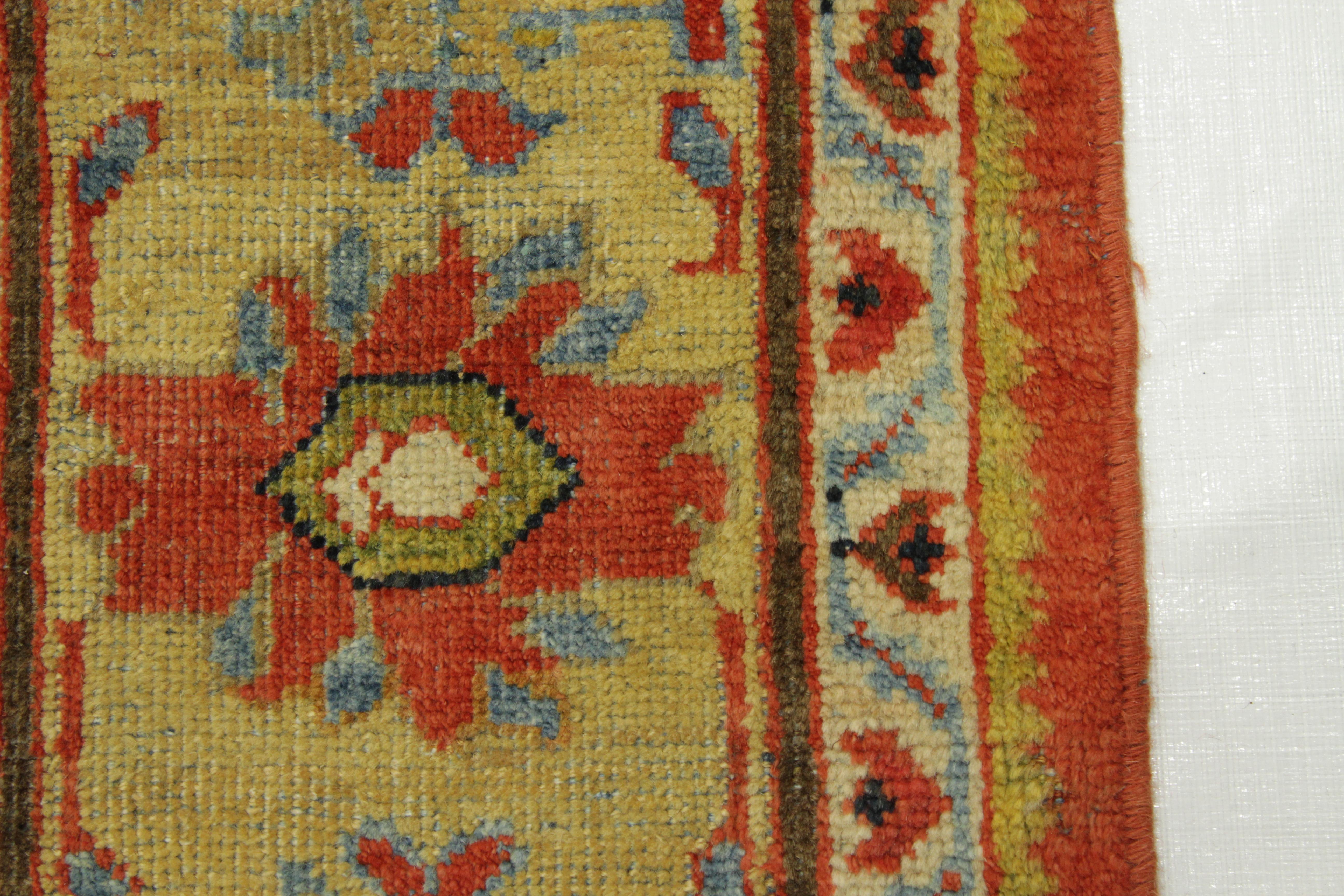 1920s Antique Mahal Persian Rug with Red and Yellow Floral Patterns For Sale 1