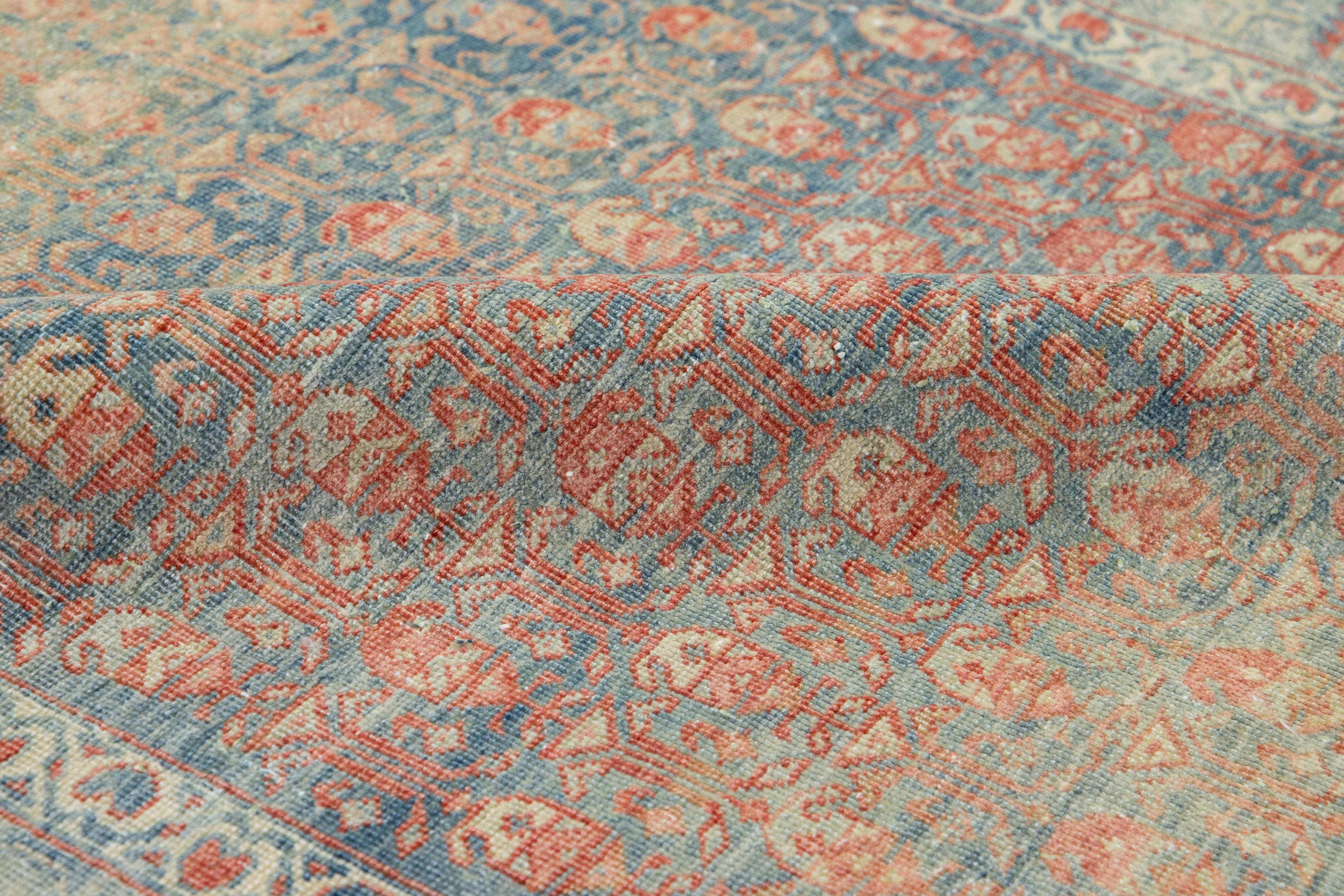 Persiano Runner lungo in lana blu Malayer antico degli anni '20 con design/One in vendita