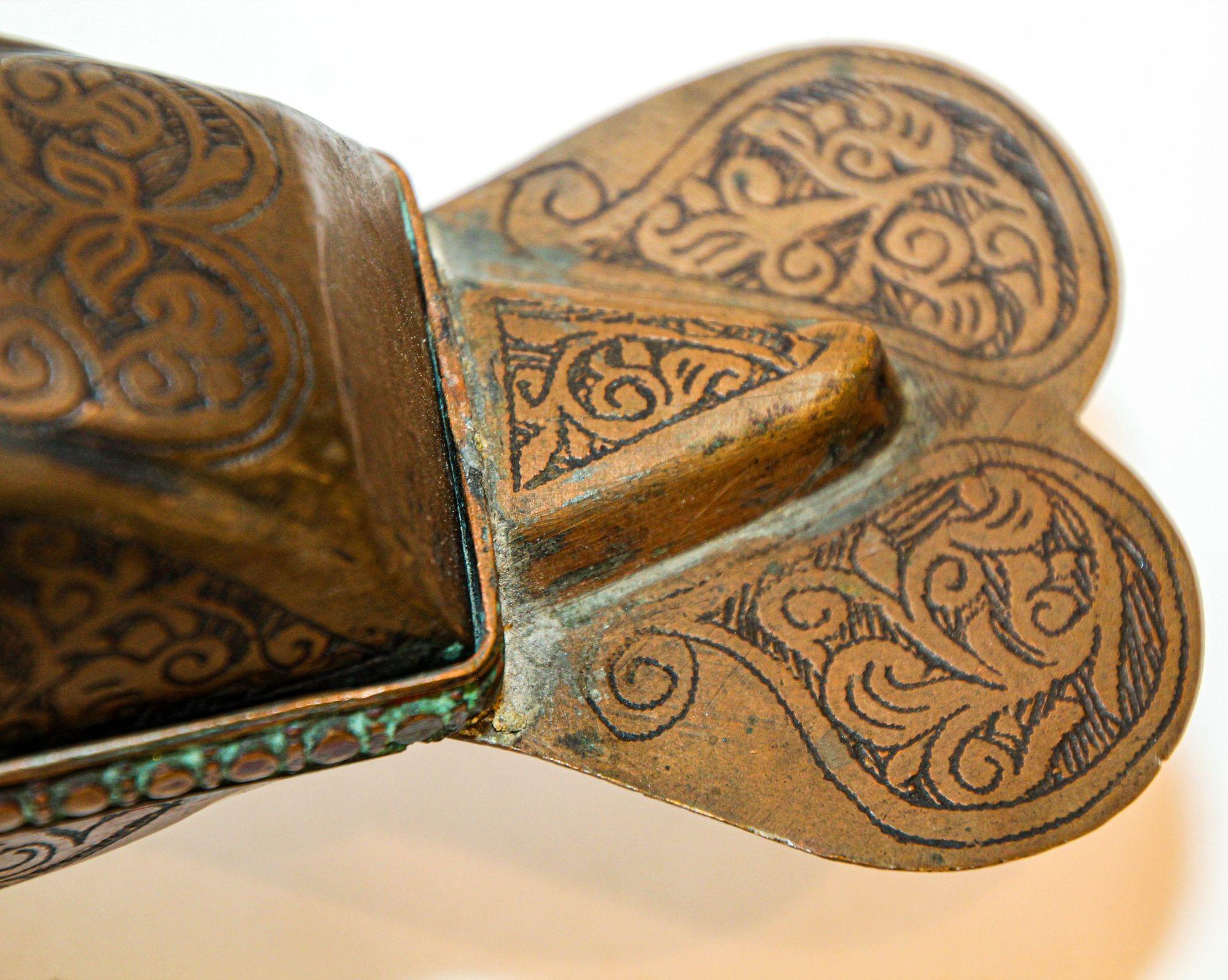 1920s Antique Metal Copper Standing Dove Bird Shaped Lidded Box Islamic Art 9