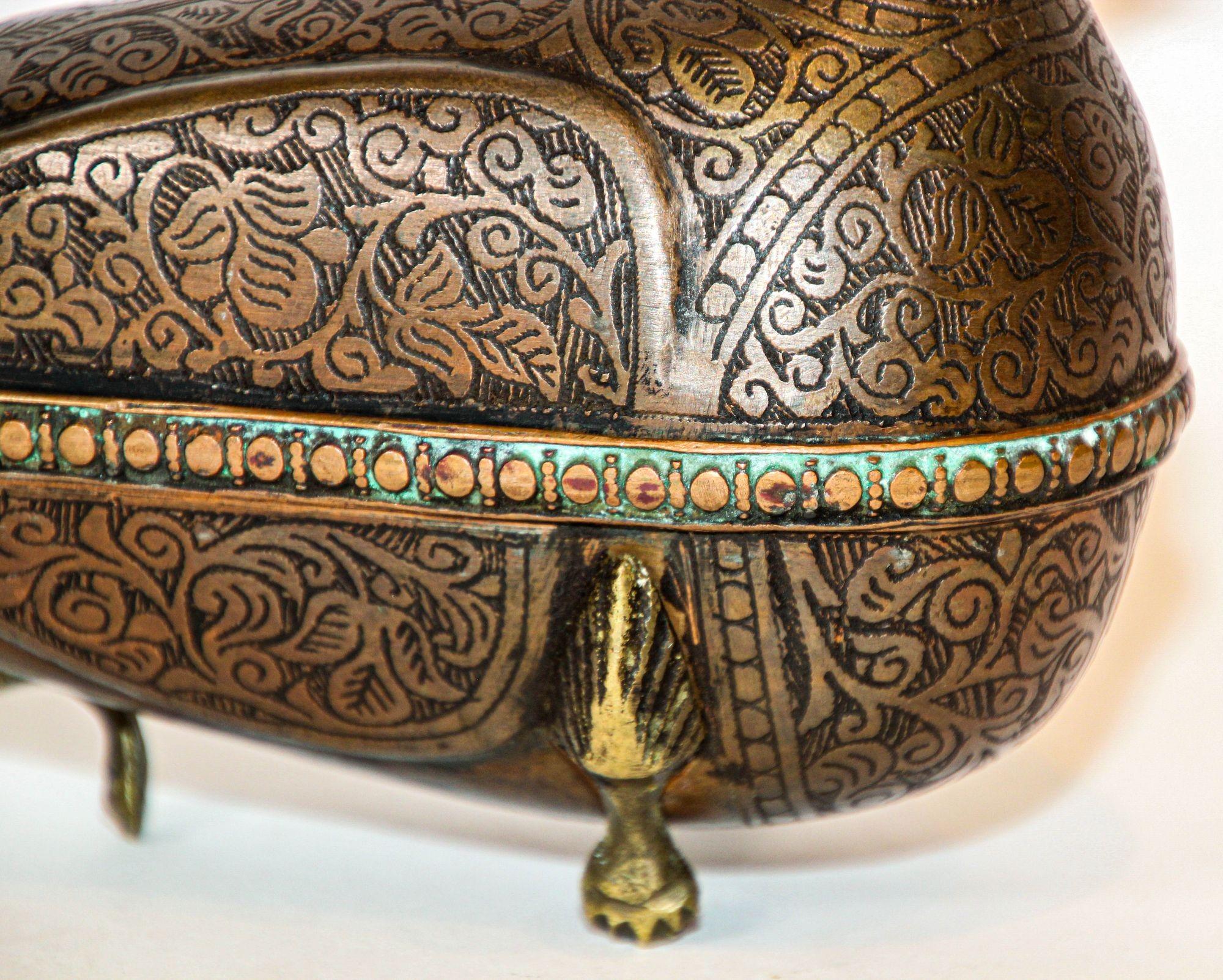 1920s Antique Metal Copper Standing Dove Bird Shaped Lidded Box Islamic Art 11