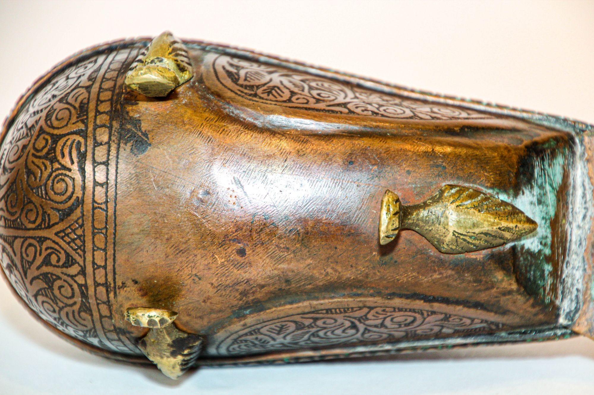 1920s Antique Metal Copper Standing Dove Bird Shaped Lidded Box Islamic Art 12