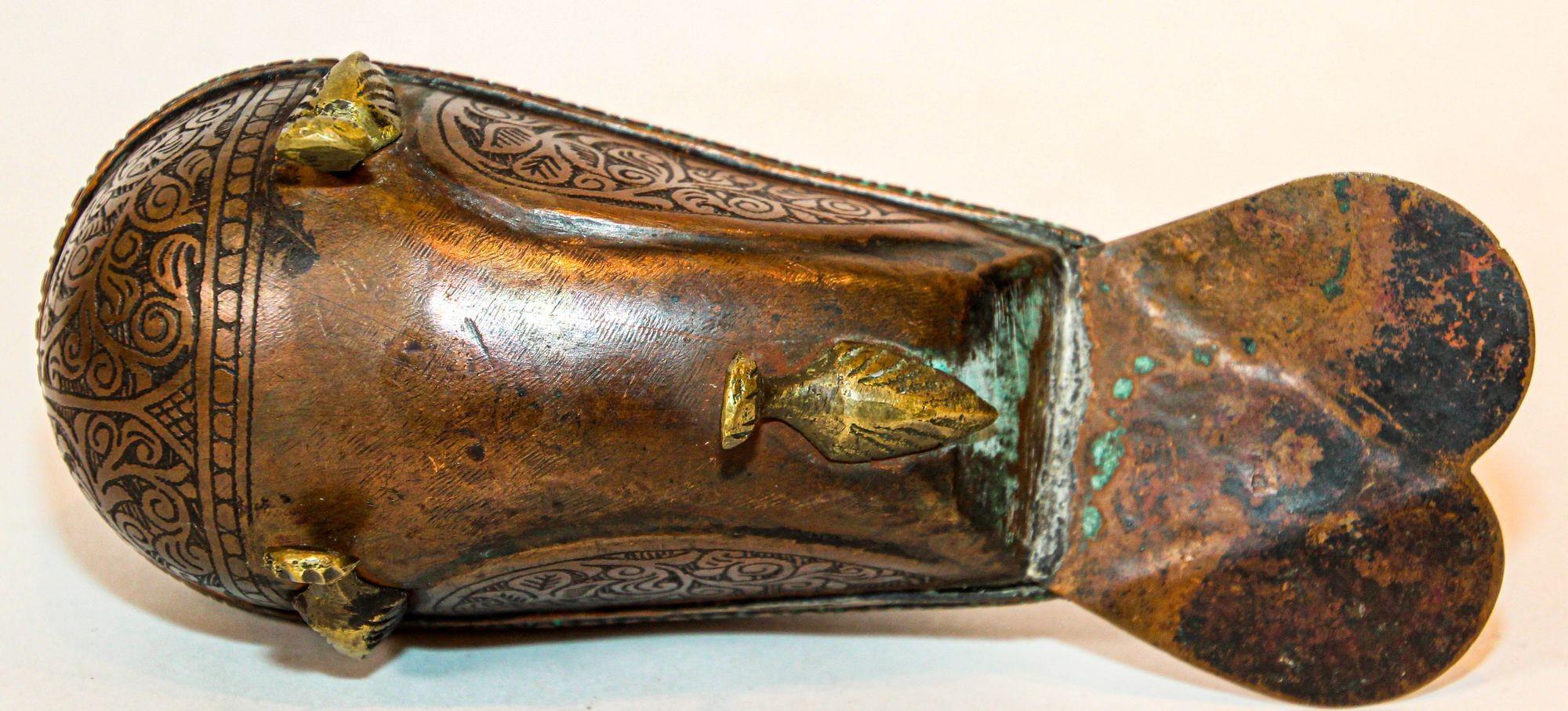 1920s Antique Metal Copper Standing Dove Bird Shaped Lidded Box Islamic Art 3
