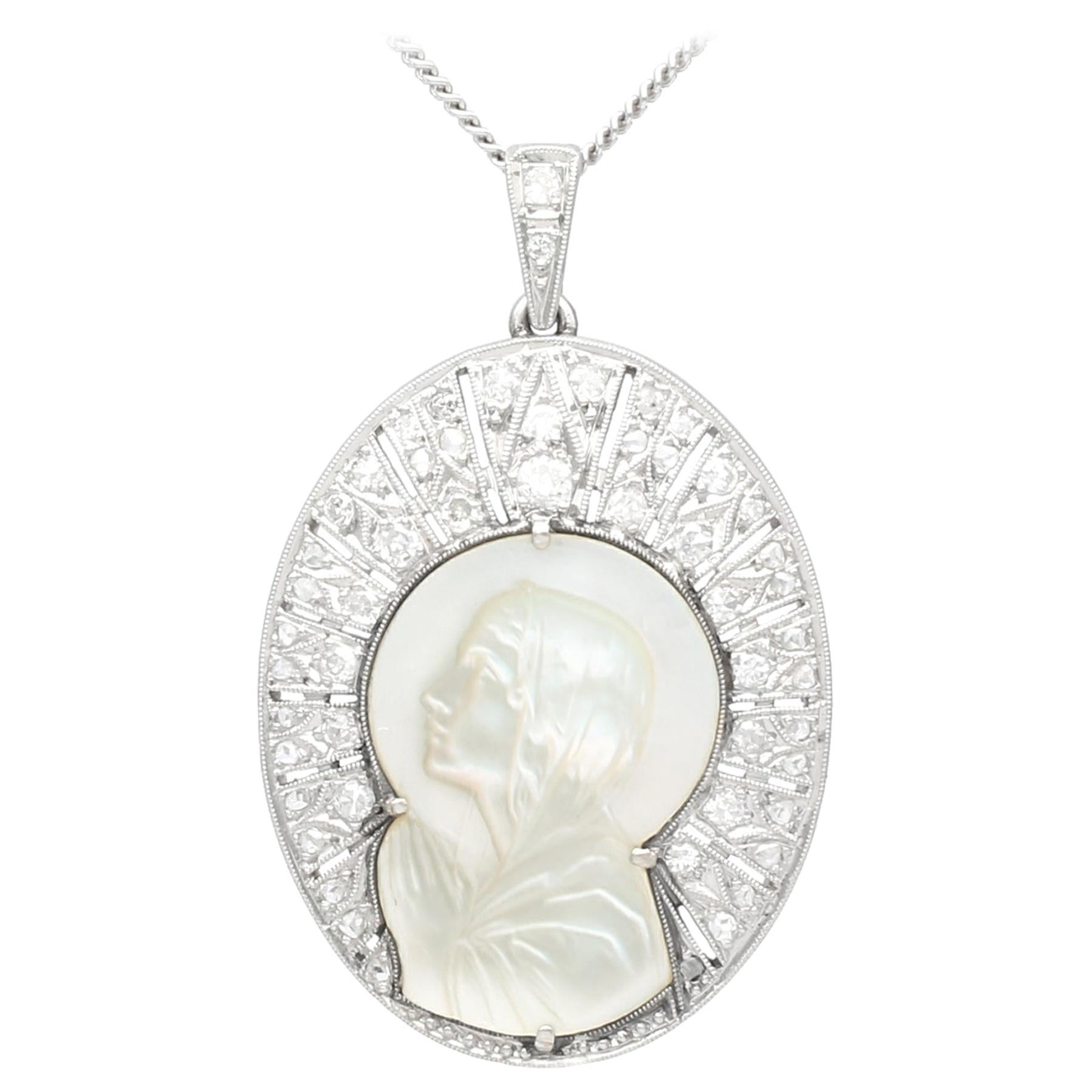 Art Deco Diamond and Pearl Platinum Necklace, circa 1920s For Sale at ...