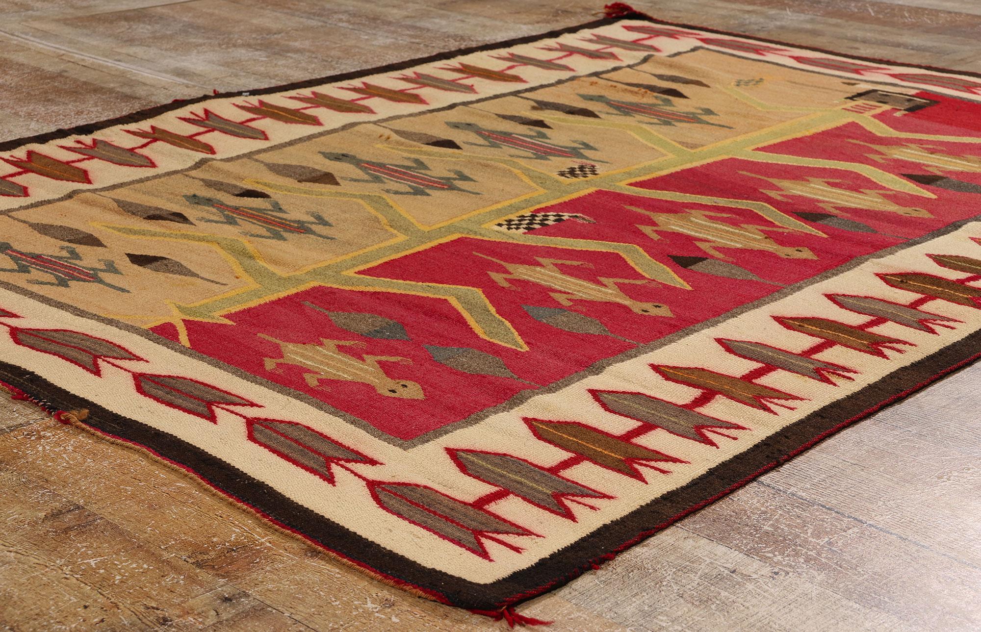 Laine Couverture Navajo ancienne des années 1920 Tree of Life Yei Bi Chai textile amérindien en vente