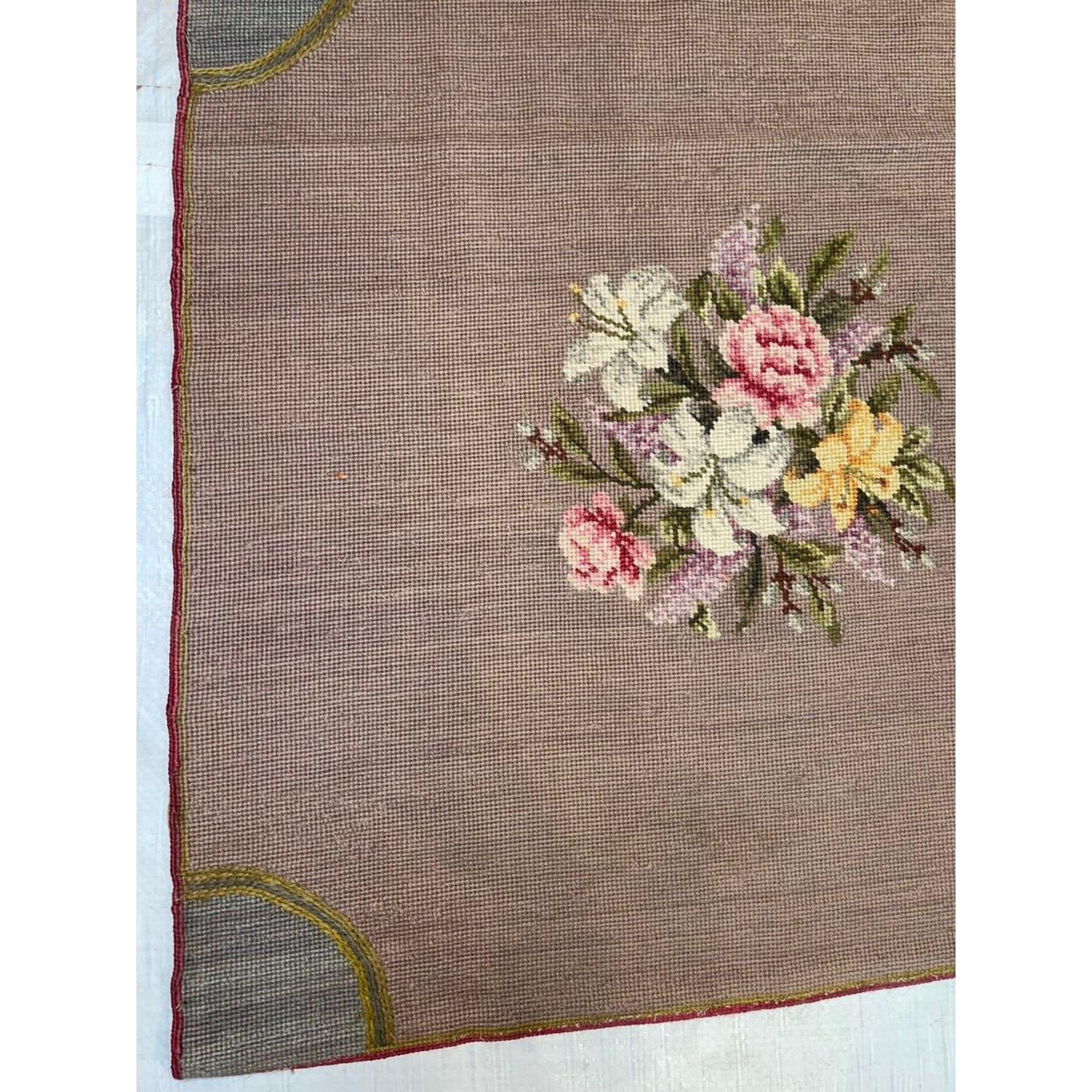 Other 1920s Antique Needlepoint Rug - 6'7'' X 6'5'' For Sale