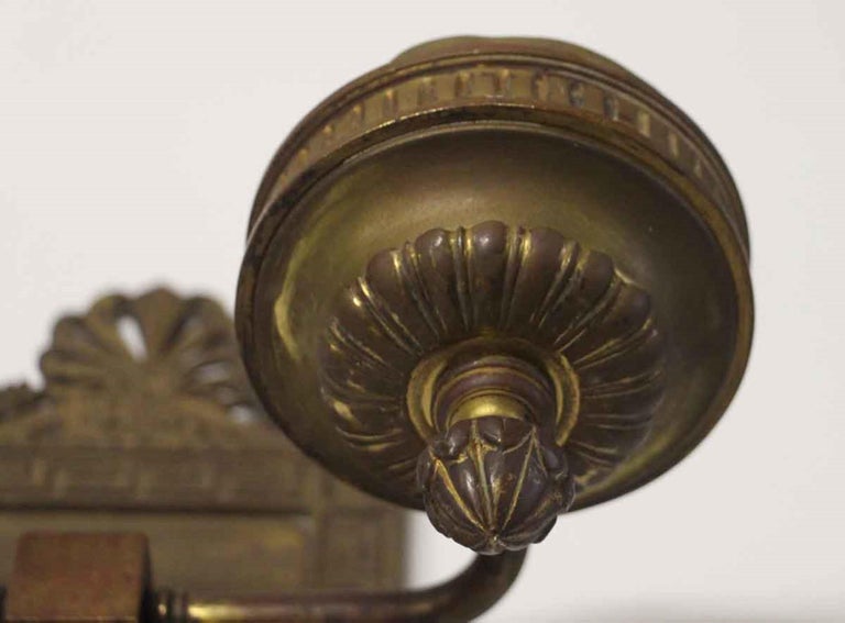 1920s Antique Neoclassical Greek Key Bronze Bank Wall Sconce with