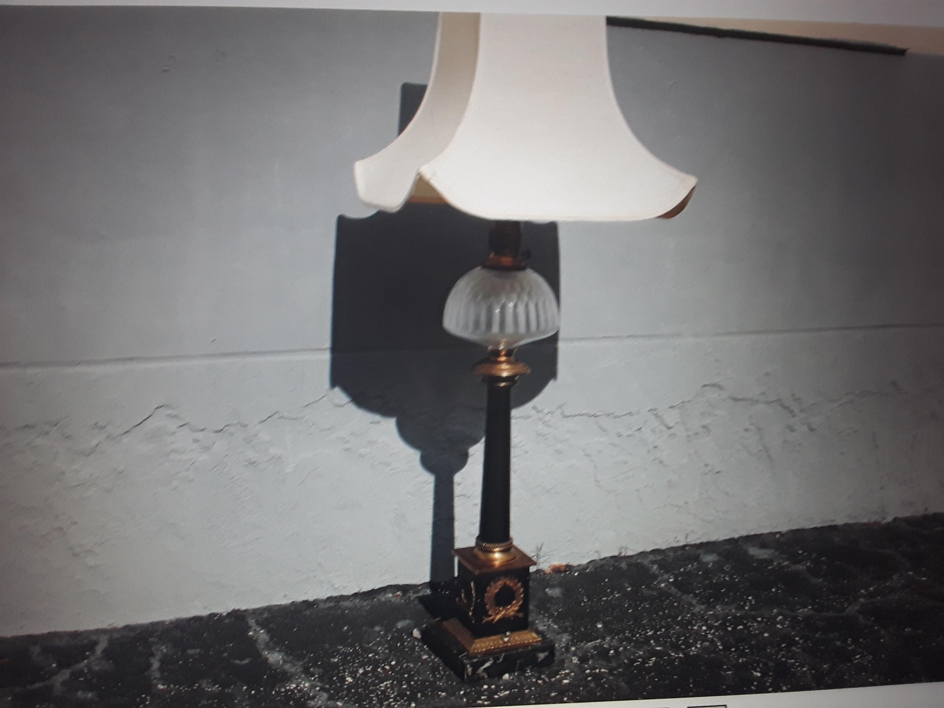 1920's Antique Neoclassical style Oil Lantern Type Wall Lamp. Shade is included. Beautiful lamp!