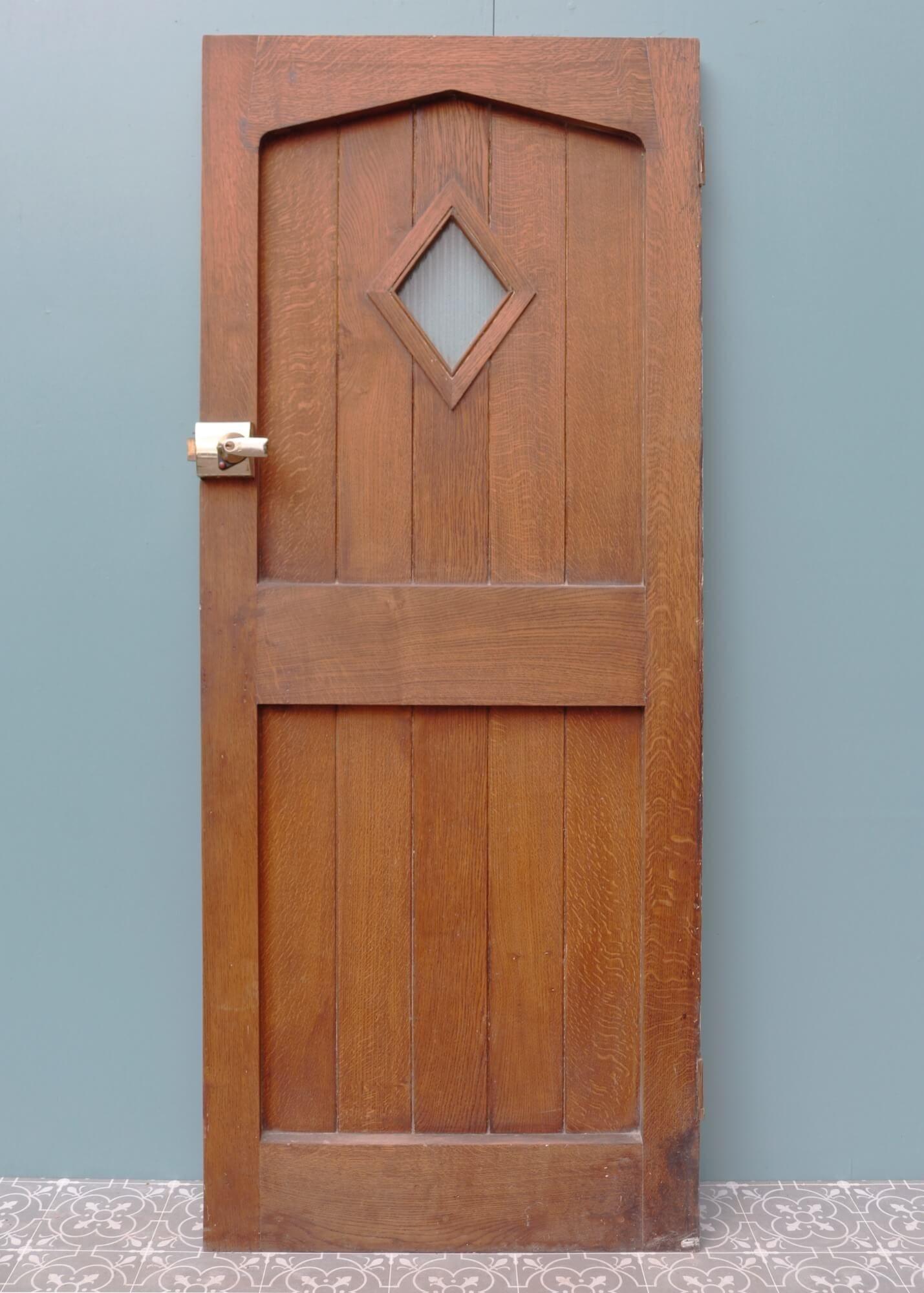 English 1920s Antique Oak Front Door For Sale
