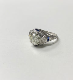 1920s Antique Old European Cut Diamond Ring in Platinum