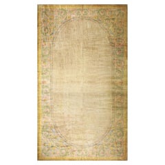1920s Antique Oversized Sand Ground Floral Medallion French Savonnerie Rug