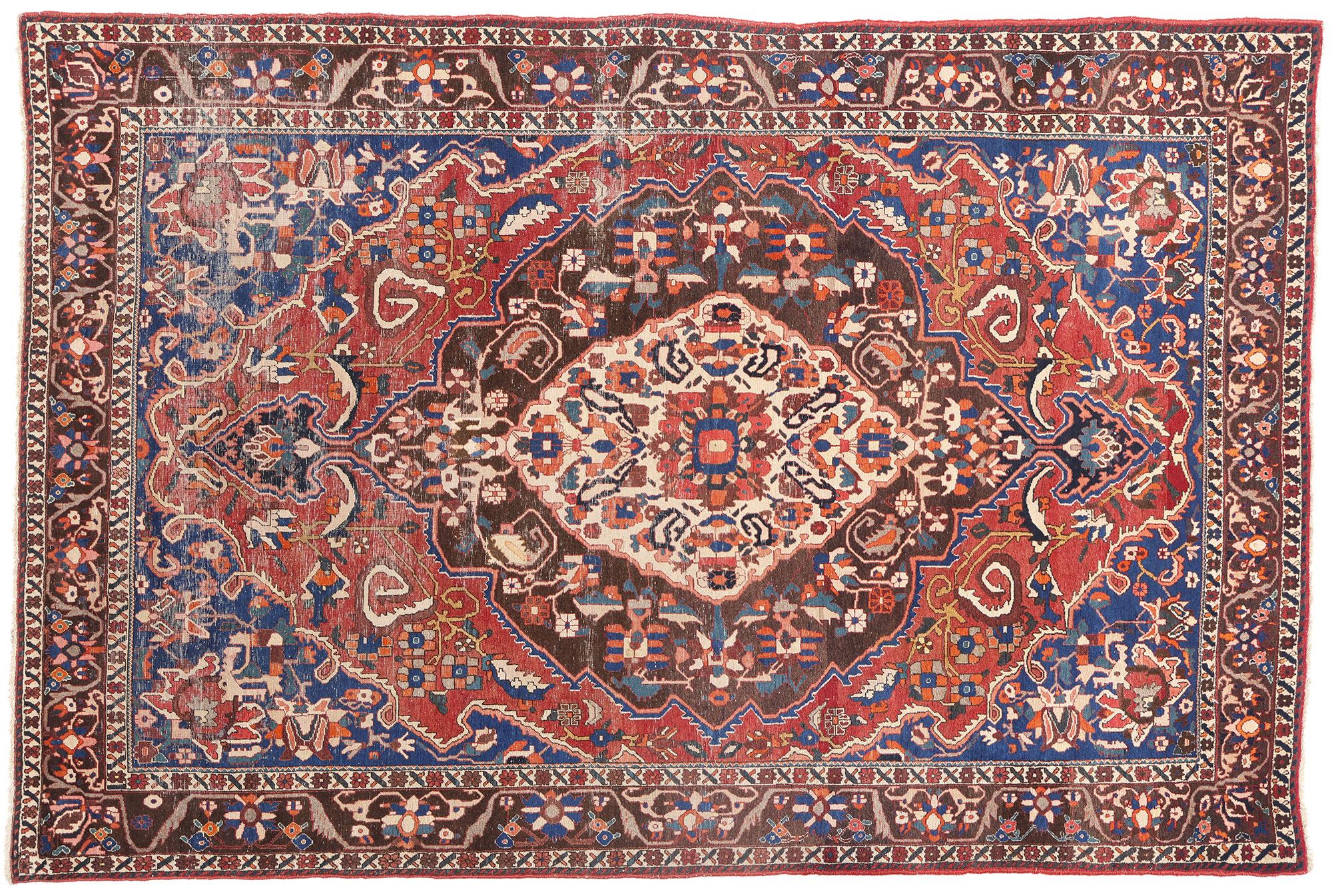 Tapis persan Bakhtiari ancien des années 1920 avec style moderne en vente 3