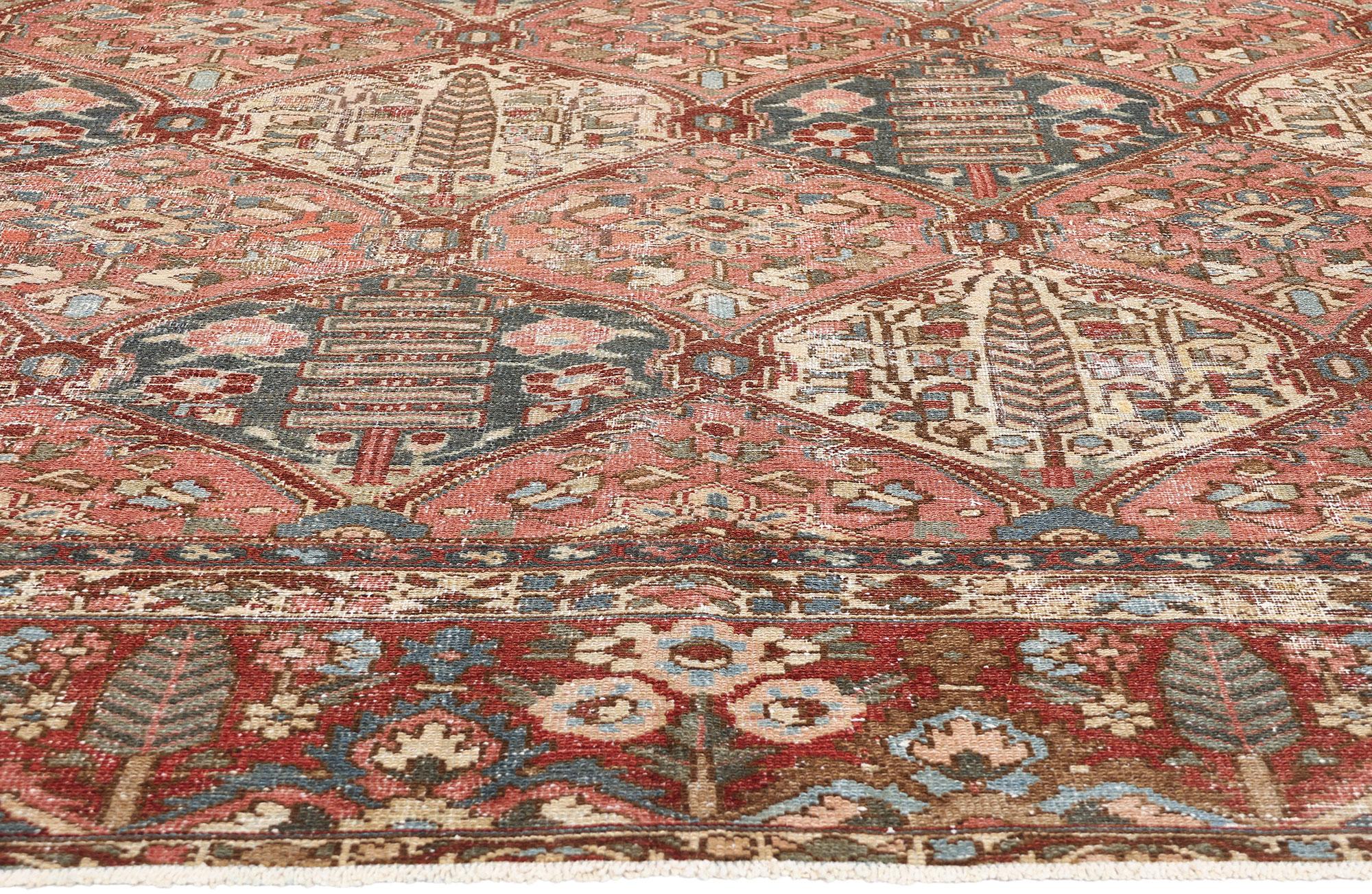 Persiano Tappeto antico persiano Bakhtiari del 1920 con stile moderno in vendita