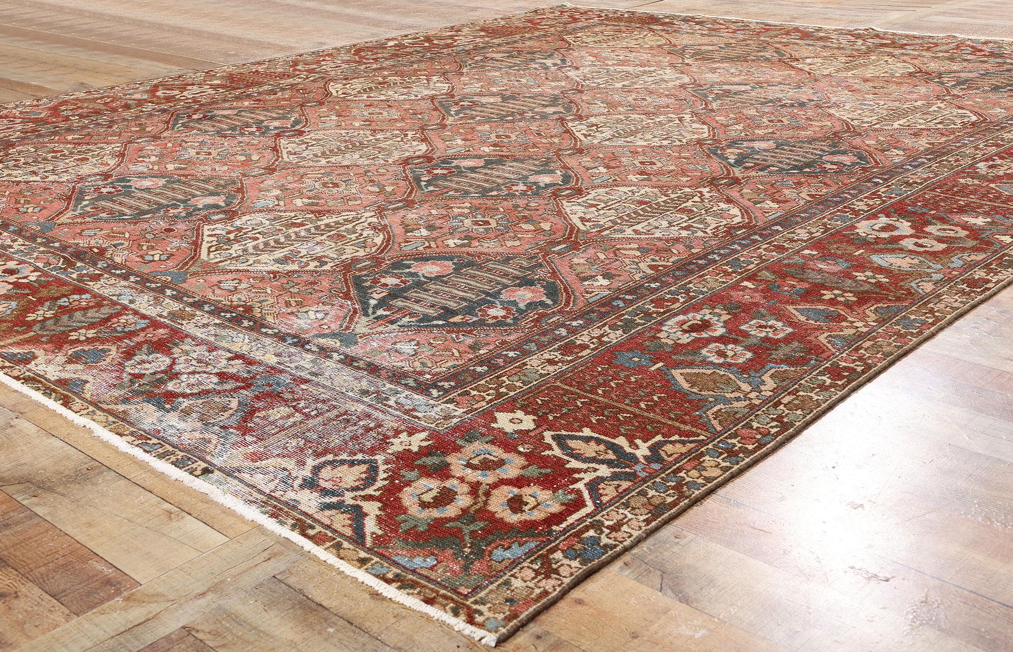 XX secolo Tappeto antico persiano Bakhtiari del 1920 con stile moderno in vendita