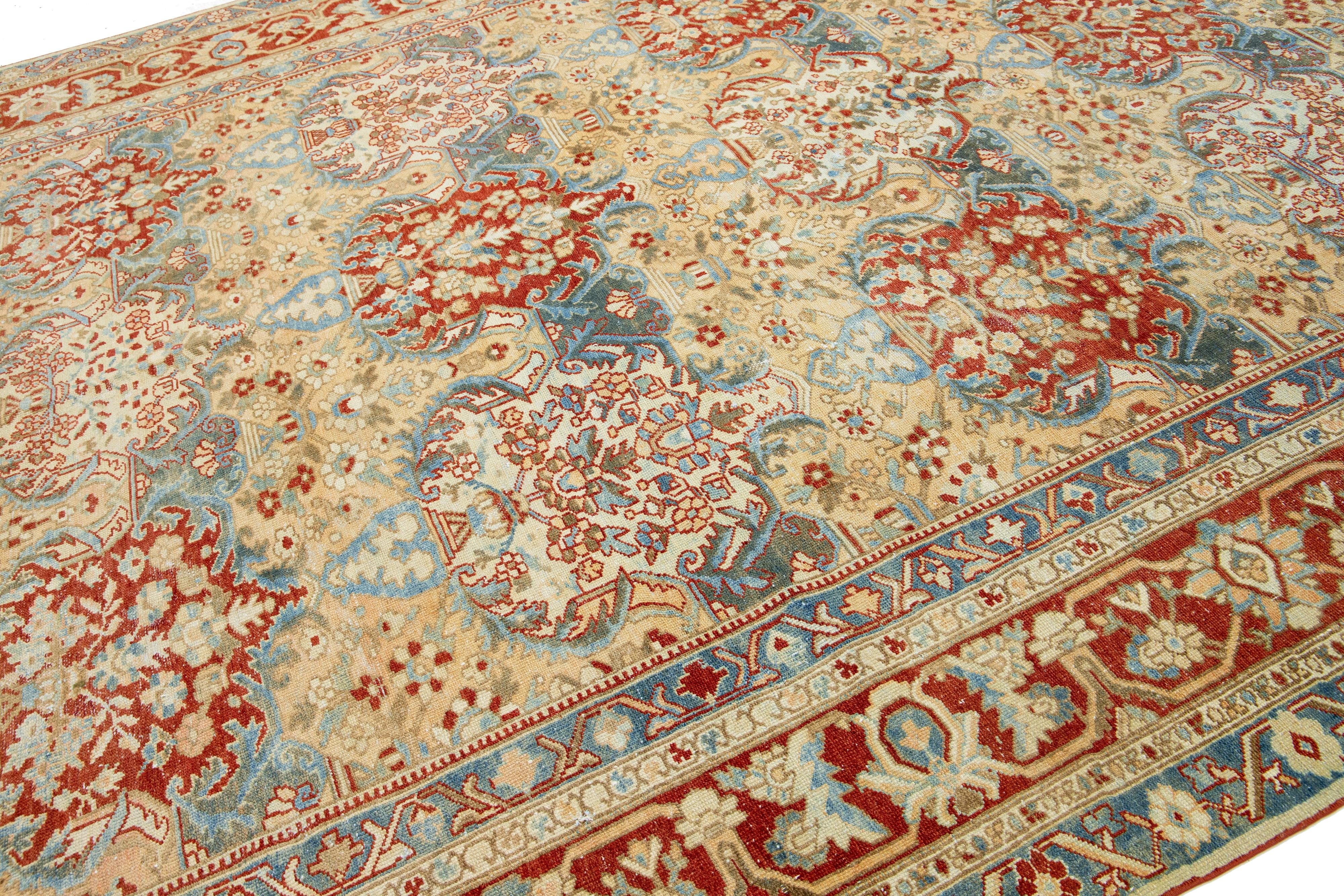 Islamic 1920s Antique Persian Bakhtiari Wool Rug with a Tan Color and Allover Pattern For Sale