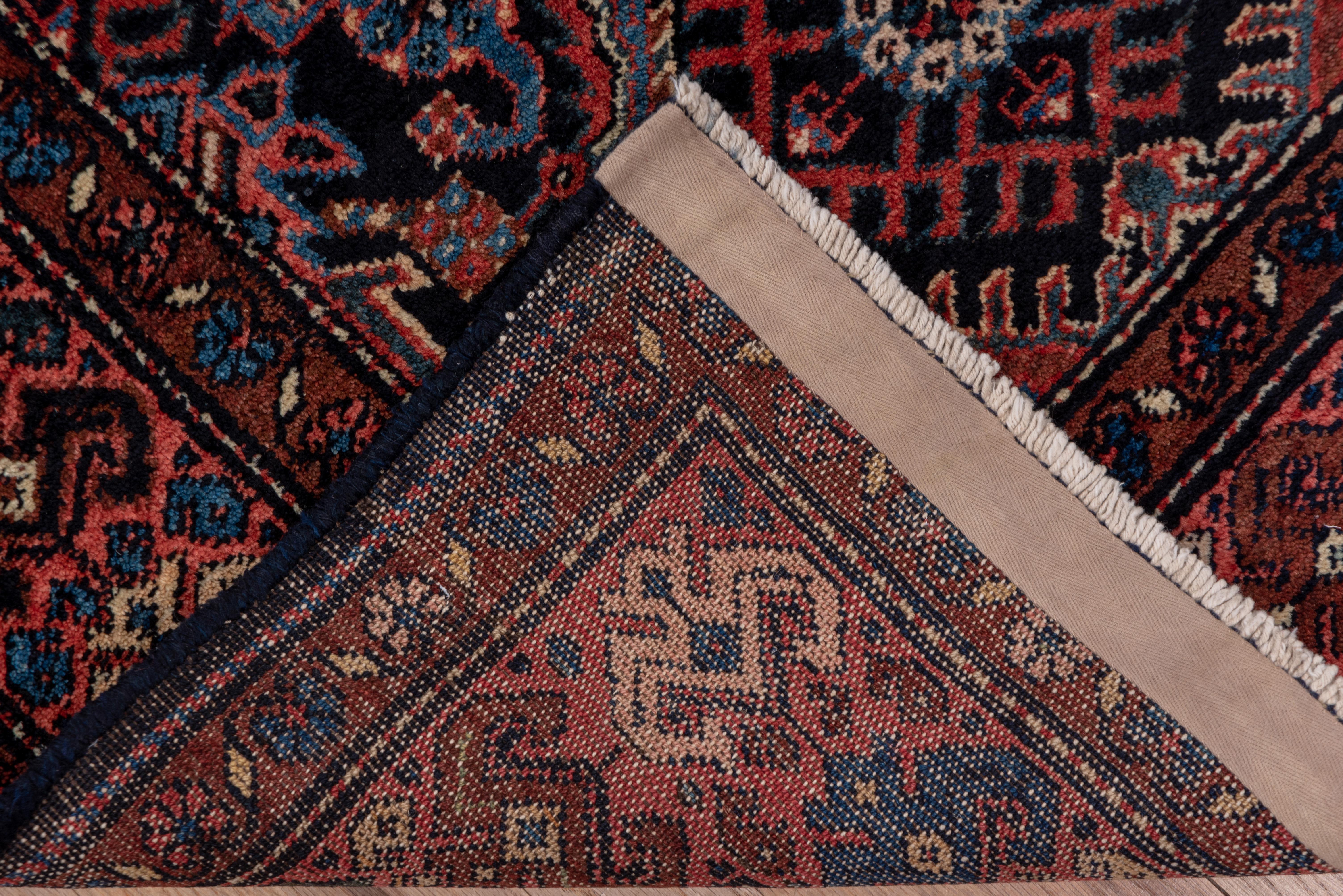 Wool 1920s Antique Persian Hamadan Runner, Dark Tones, Herati Design All-Over Field