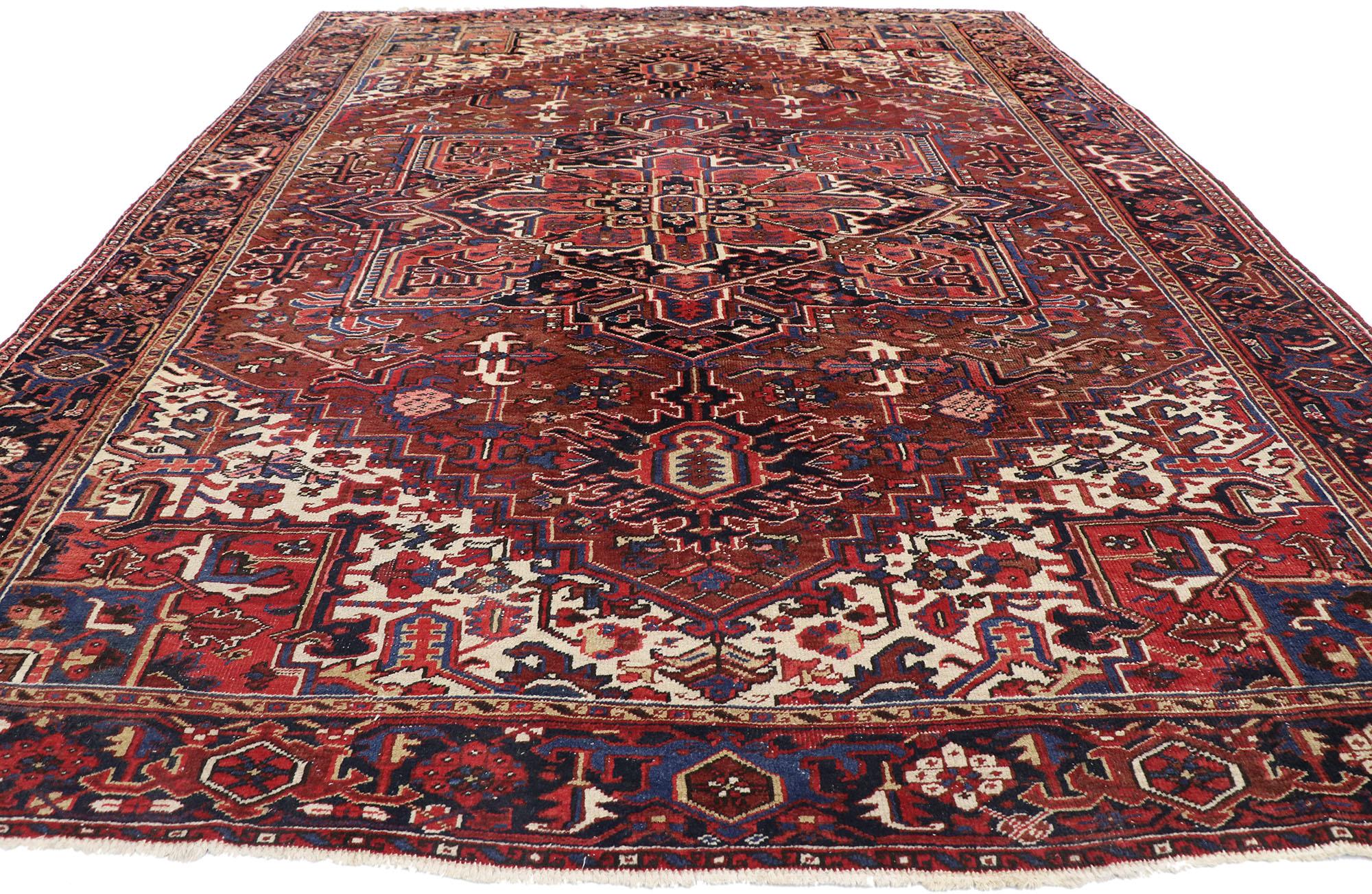 Alfombra Persa Heriz Antigua de 1920 Heriz Serapi en venta