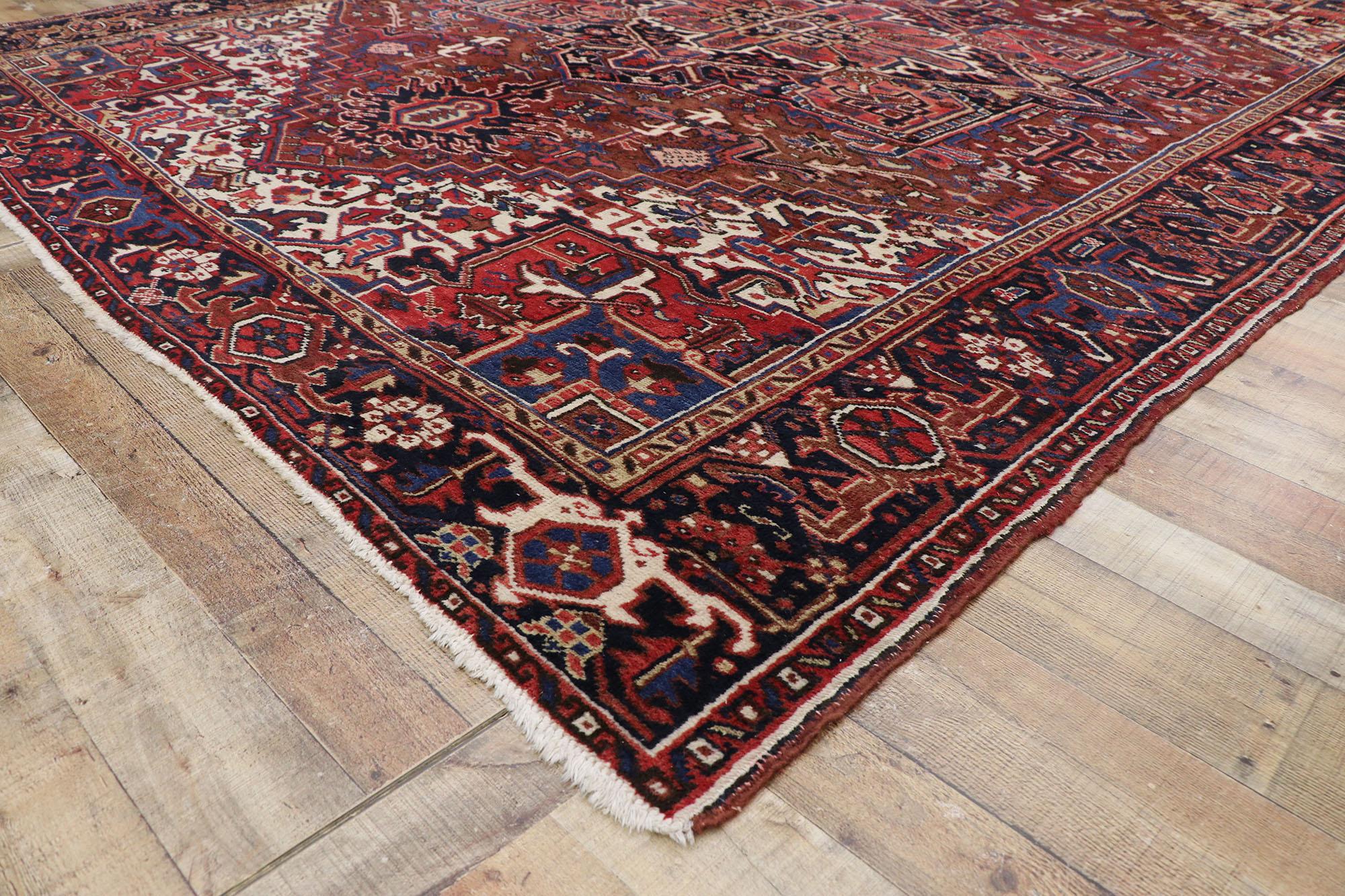 Alfombra Persa Heriz Antigua de 1920 siglo XX en venta