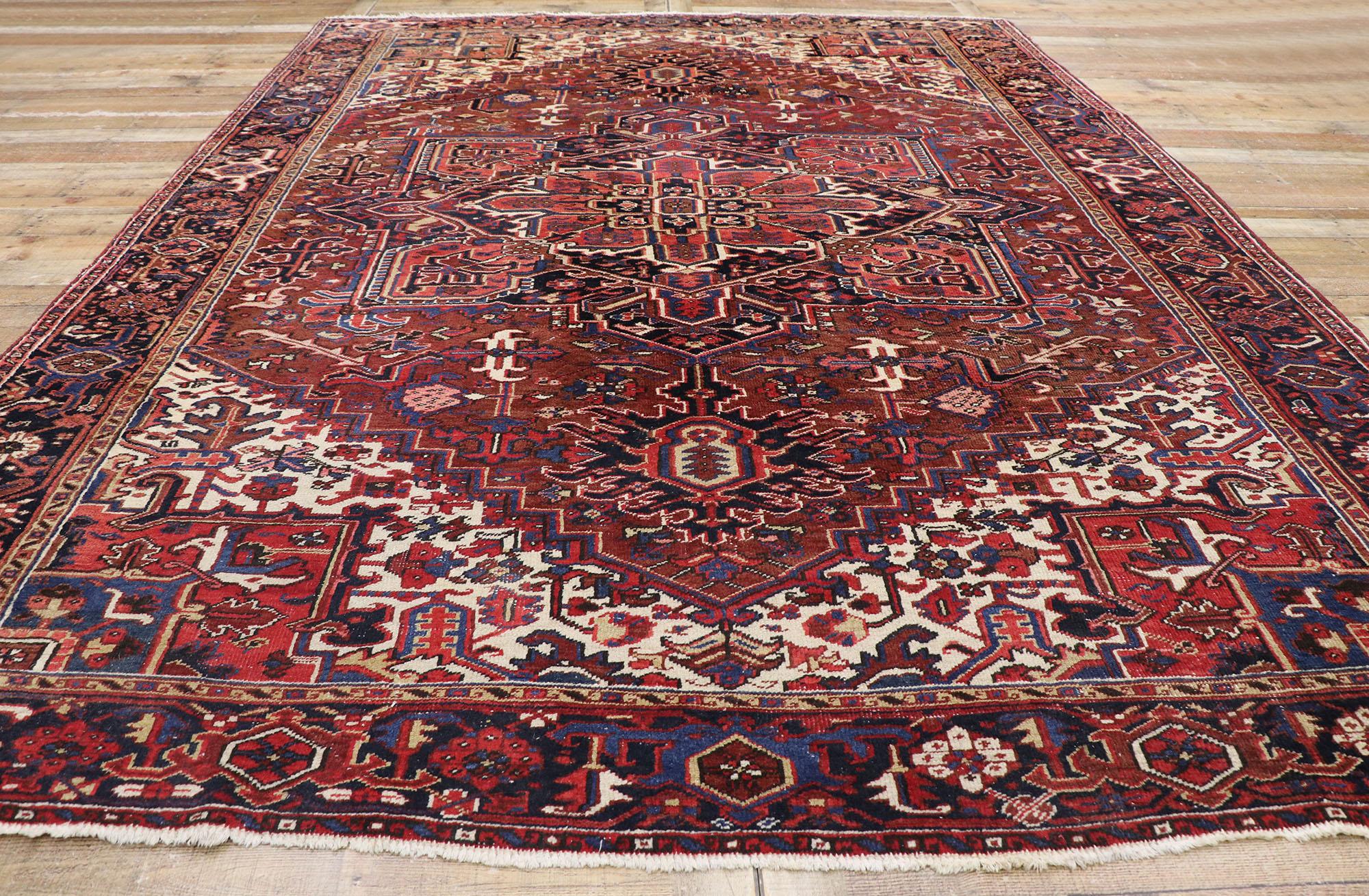 Alfombra Persa Heriz Antigua de 1920 Lana en venta