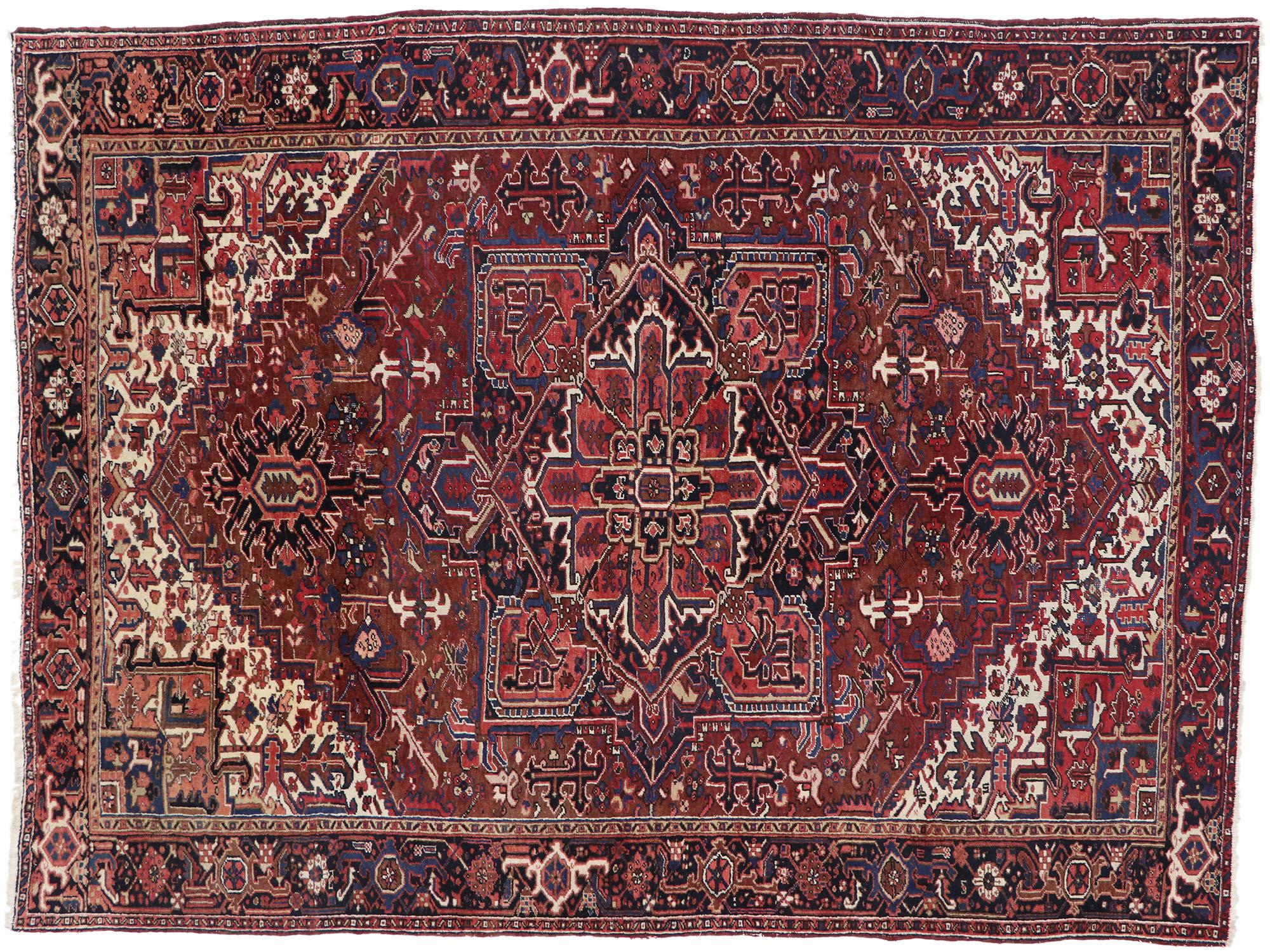 Alfombra Persa Heriz Antigua de 1920 en venta 2