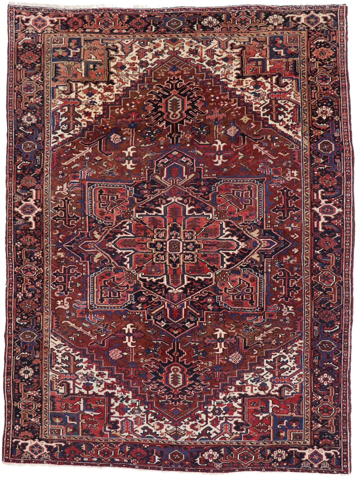 1920's Antiker Persischer Heriz Teppich