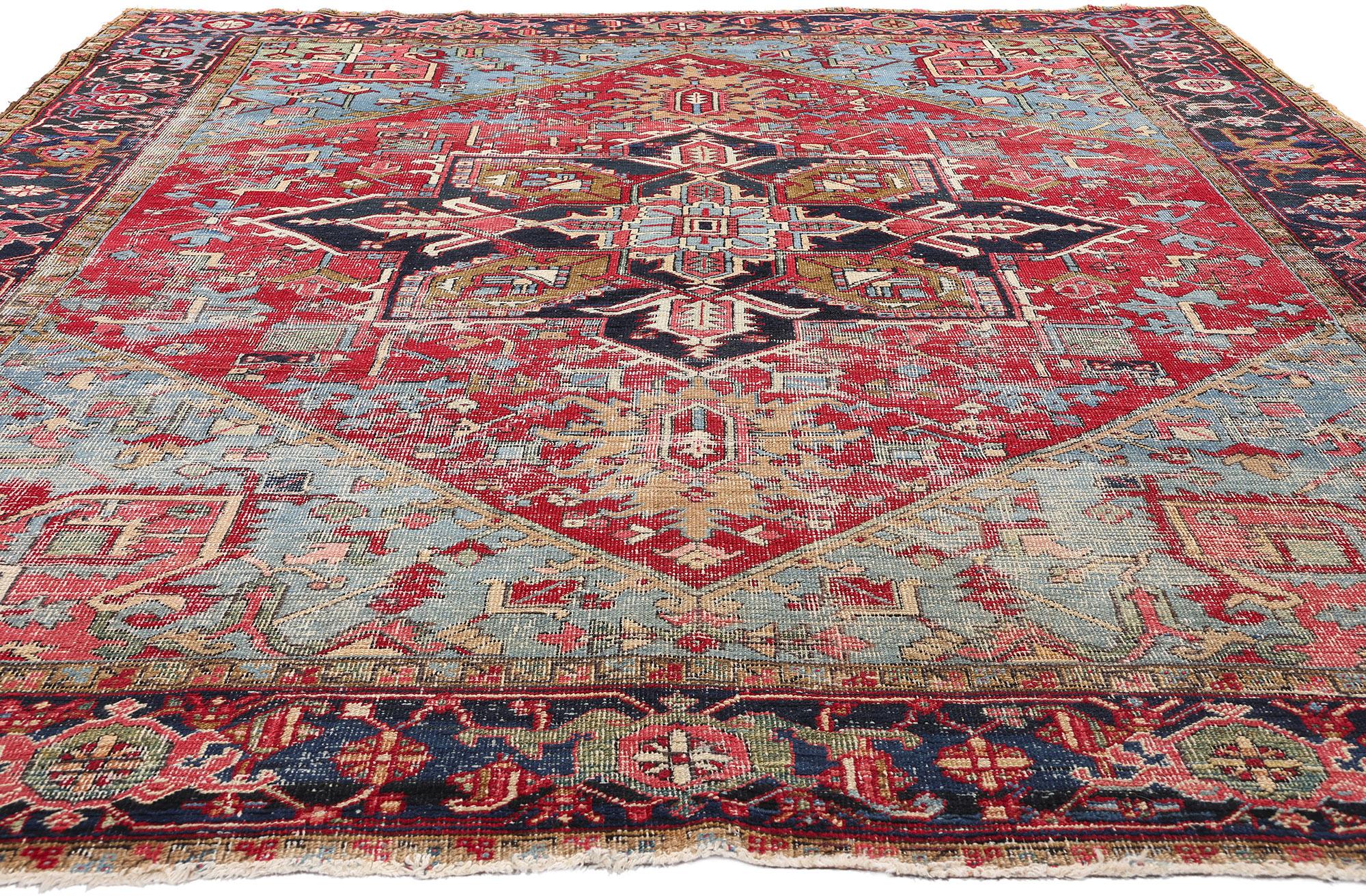 Heriz Serapi 1920's Antique Persian Heriz Carpet with Traditional Style For Sale