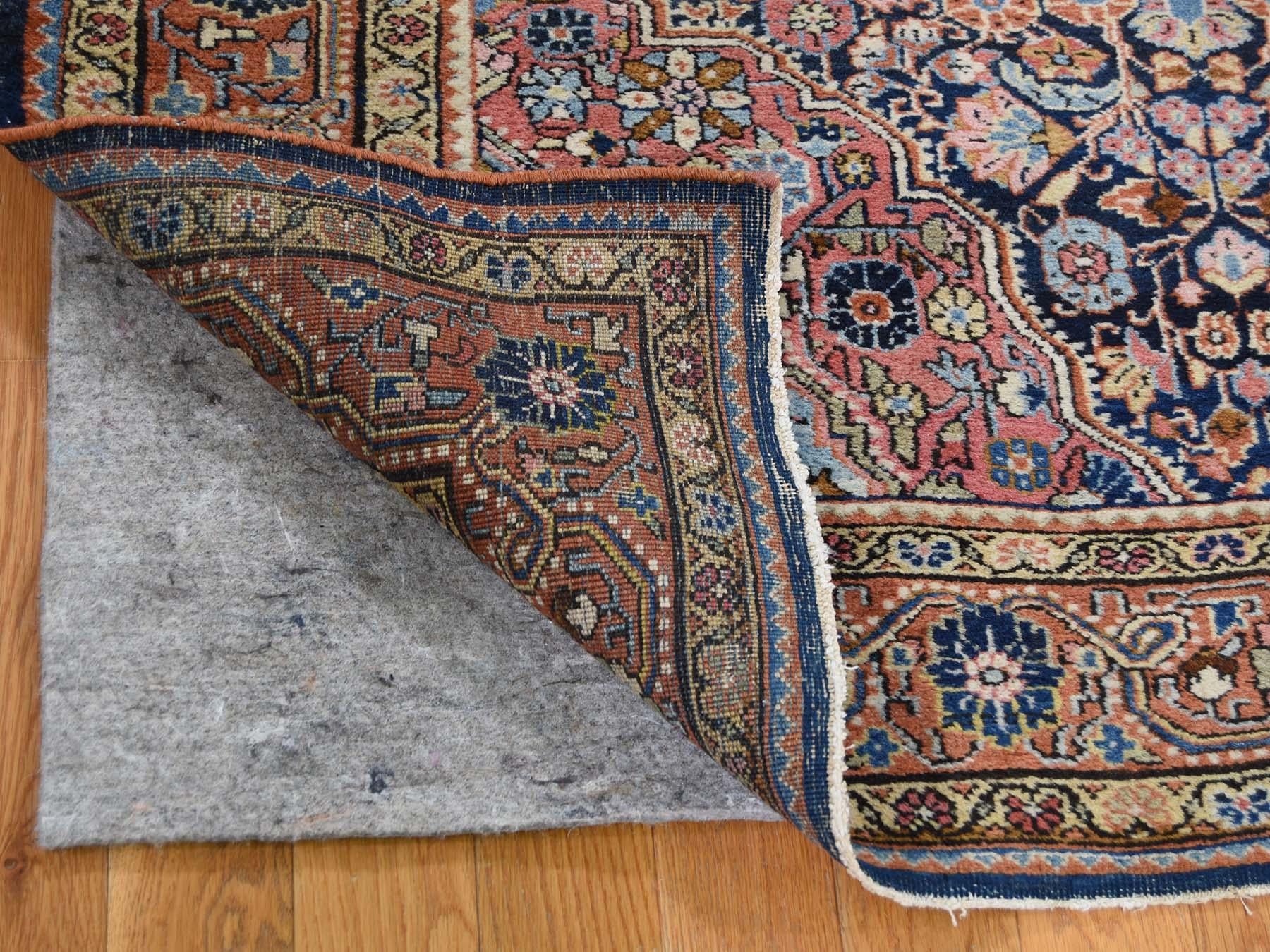 Sarouk Farahan 1920s Antique Persian Josan Sarouk Full Pile Rug - 4'4