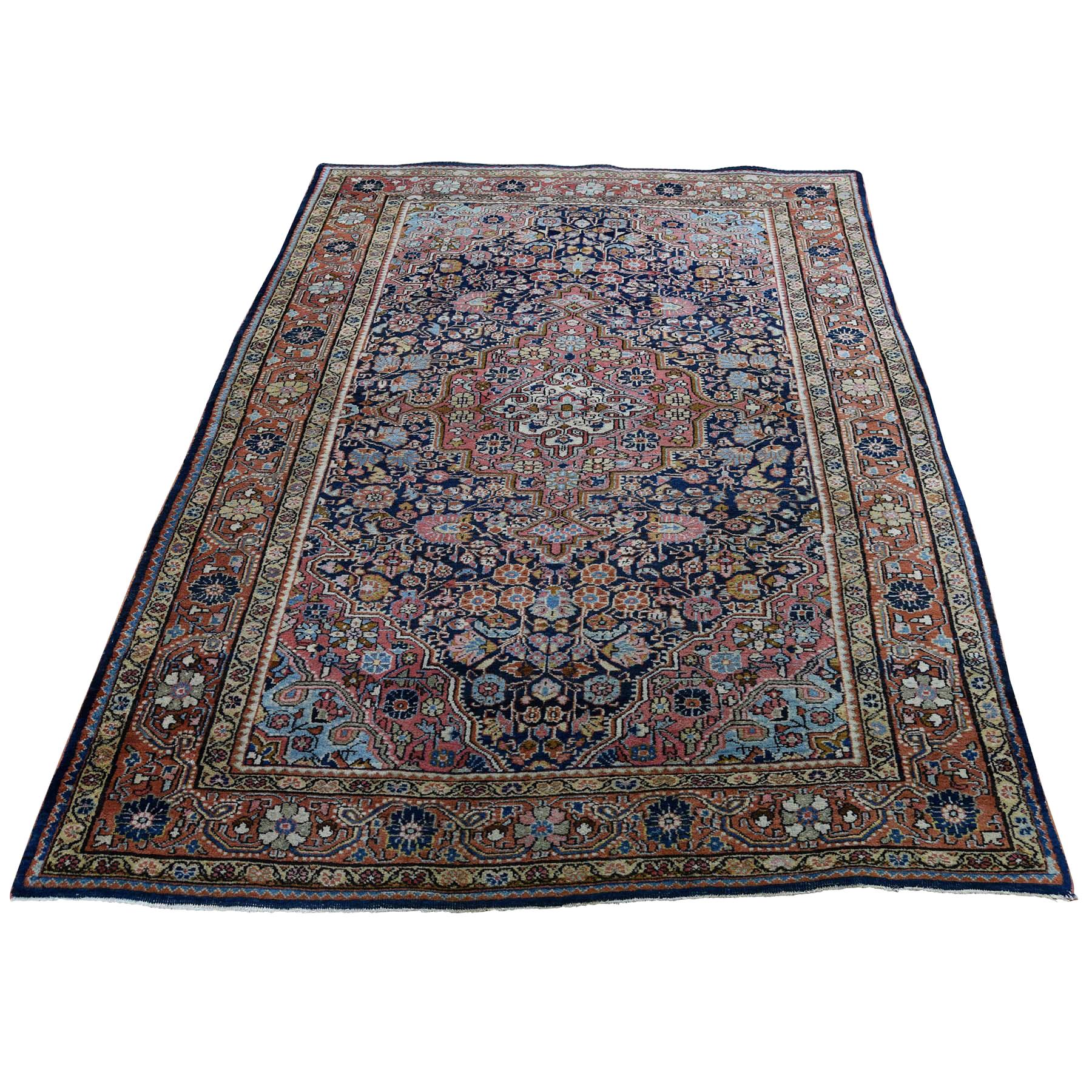 1920s Antique Persian Josan Sarouk Full Pile Rug - 4'4" x 6'8"