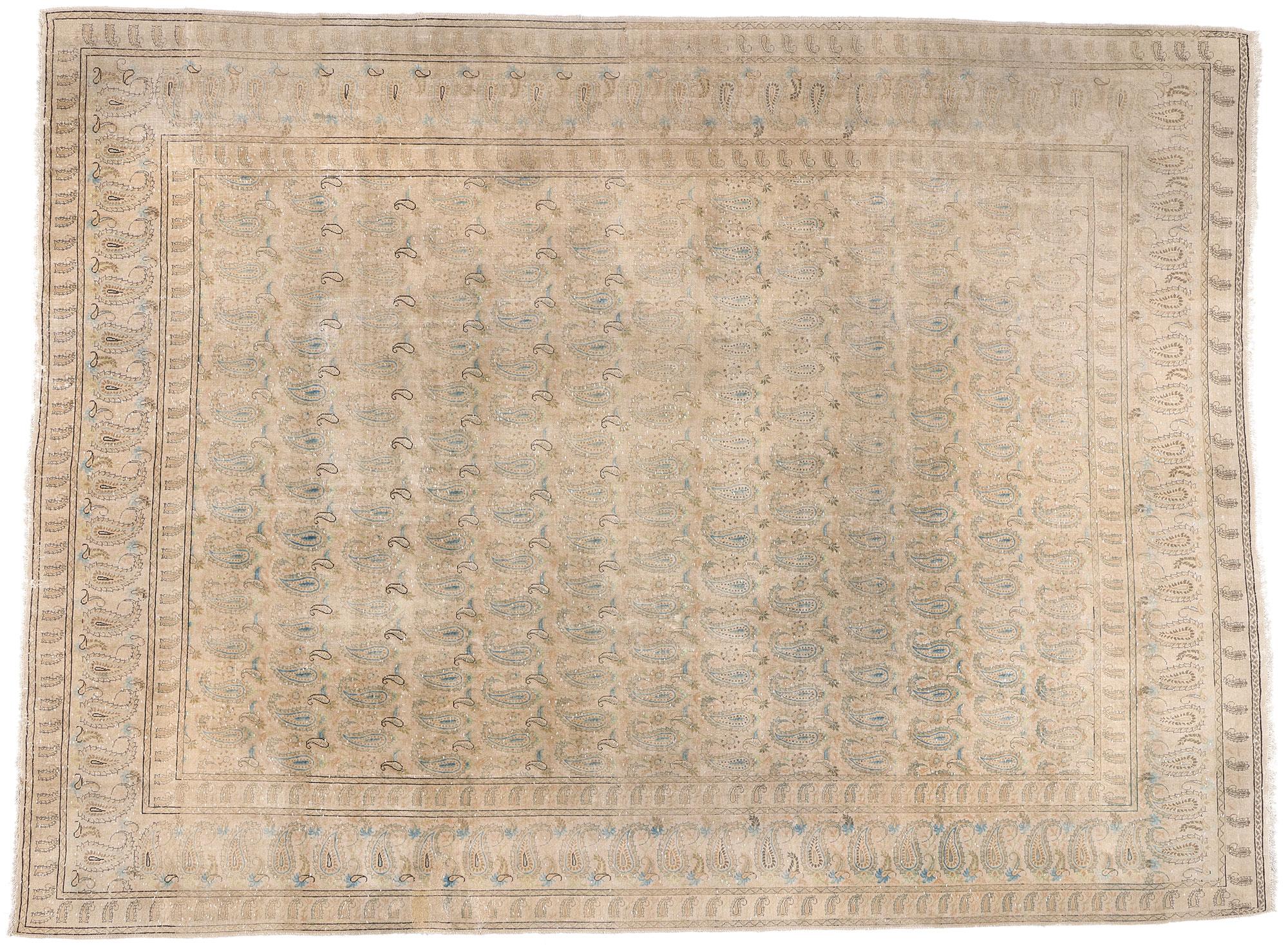 Antiker persischer Kashan-Teppich aus den 1920er Jahren, verwitterte Finesse trifft auf belgischen Chic im Angebot 2