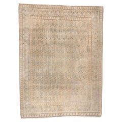 1920's Antique Persian Kashan Rug, Weathered Finesse Meets Belgian Chic