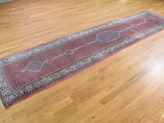 1920s Antique Persian Pure Wool Hand Knotted Oriental Runner - 3'2" x 13'4"