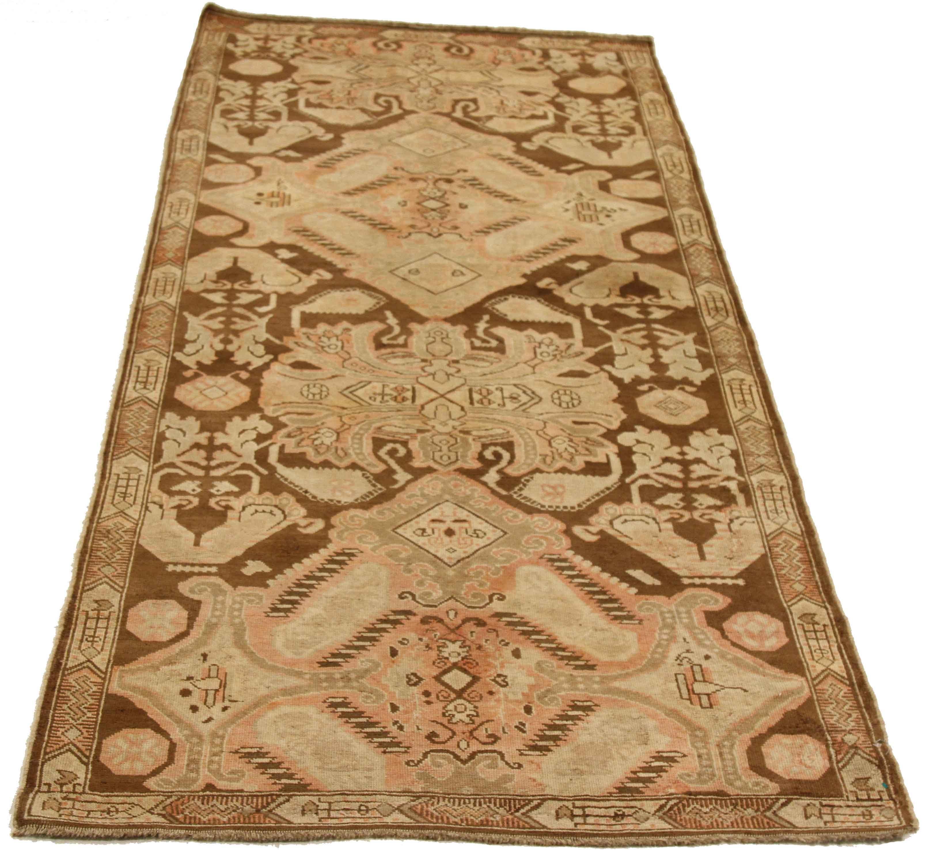 Hand-Knotted 1920s Antique Persian Rug Karabagh Design with Classic Medallion and Scarabs For Sale