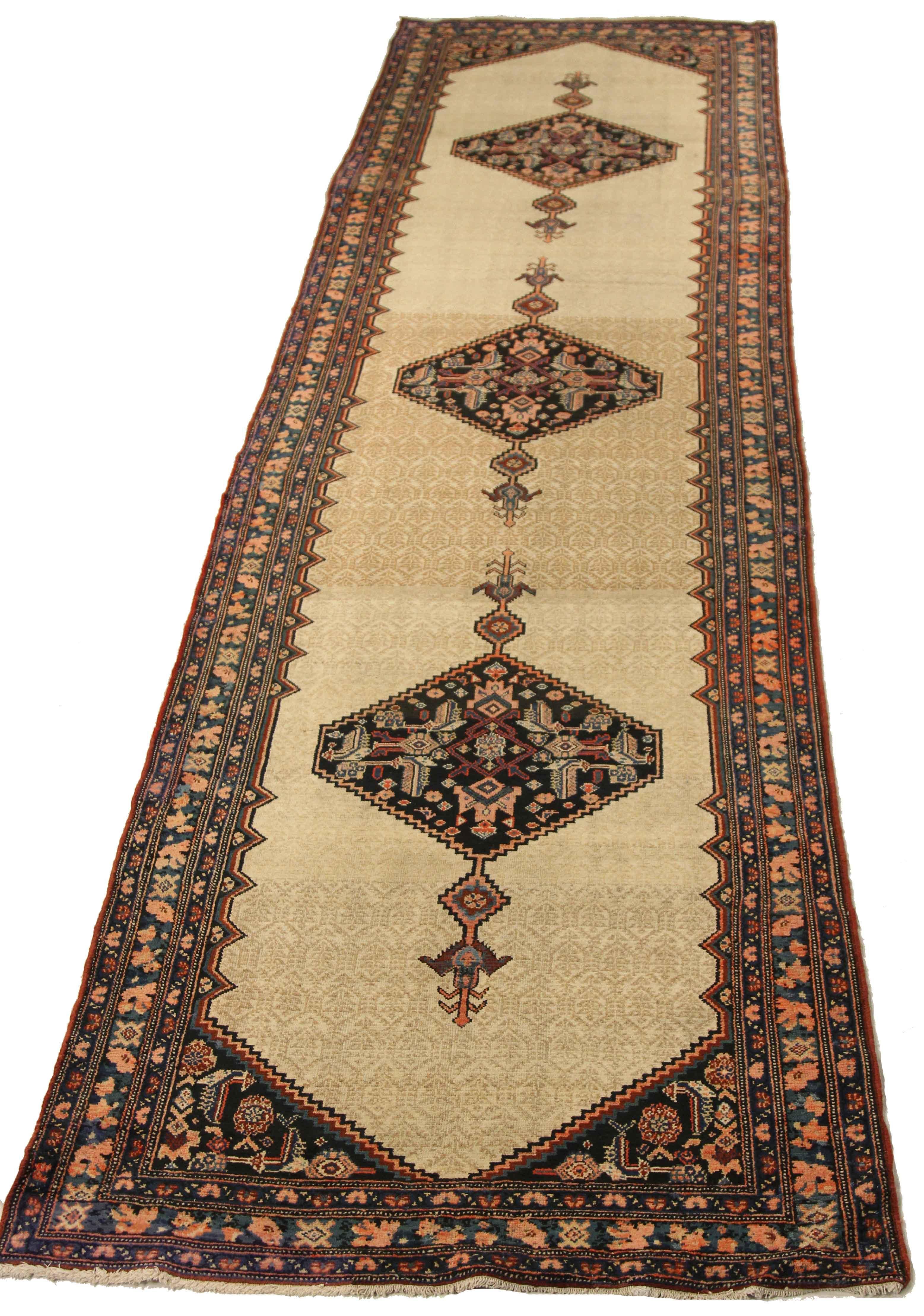 Hand-Knotted 1920s Antique Persian Rug Malayer Design with Grand Tribal and Floral Details For Sale