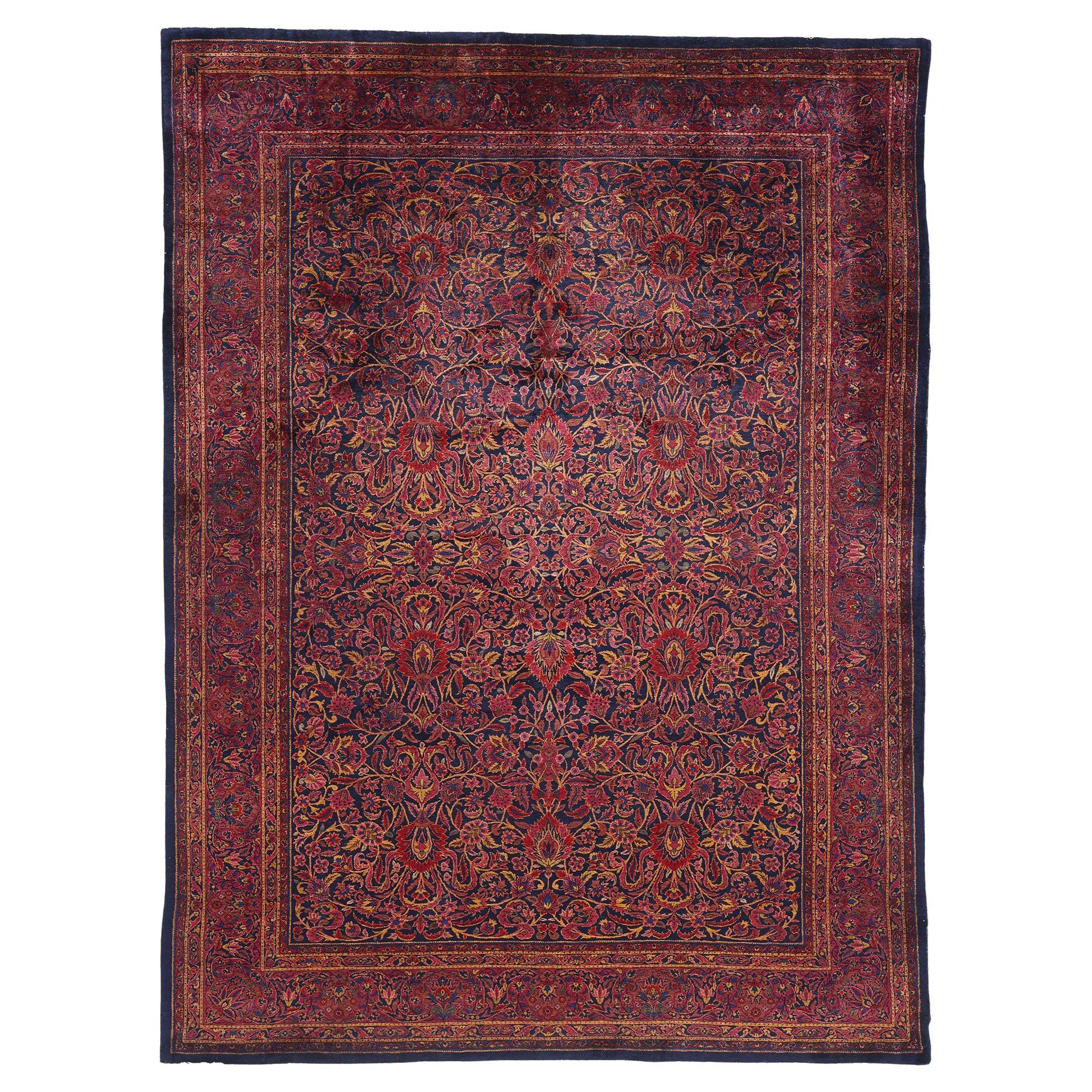 1920's Antique Persian Sarouk Carpet with Timeless Traditional Style For Sale