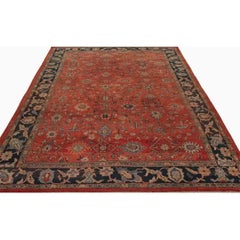 1920s Antique Persian Sultanabad Area Rug, Hand-Knotted Wool Carpet, 10′5″ × 14′