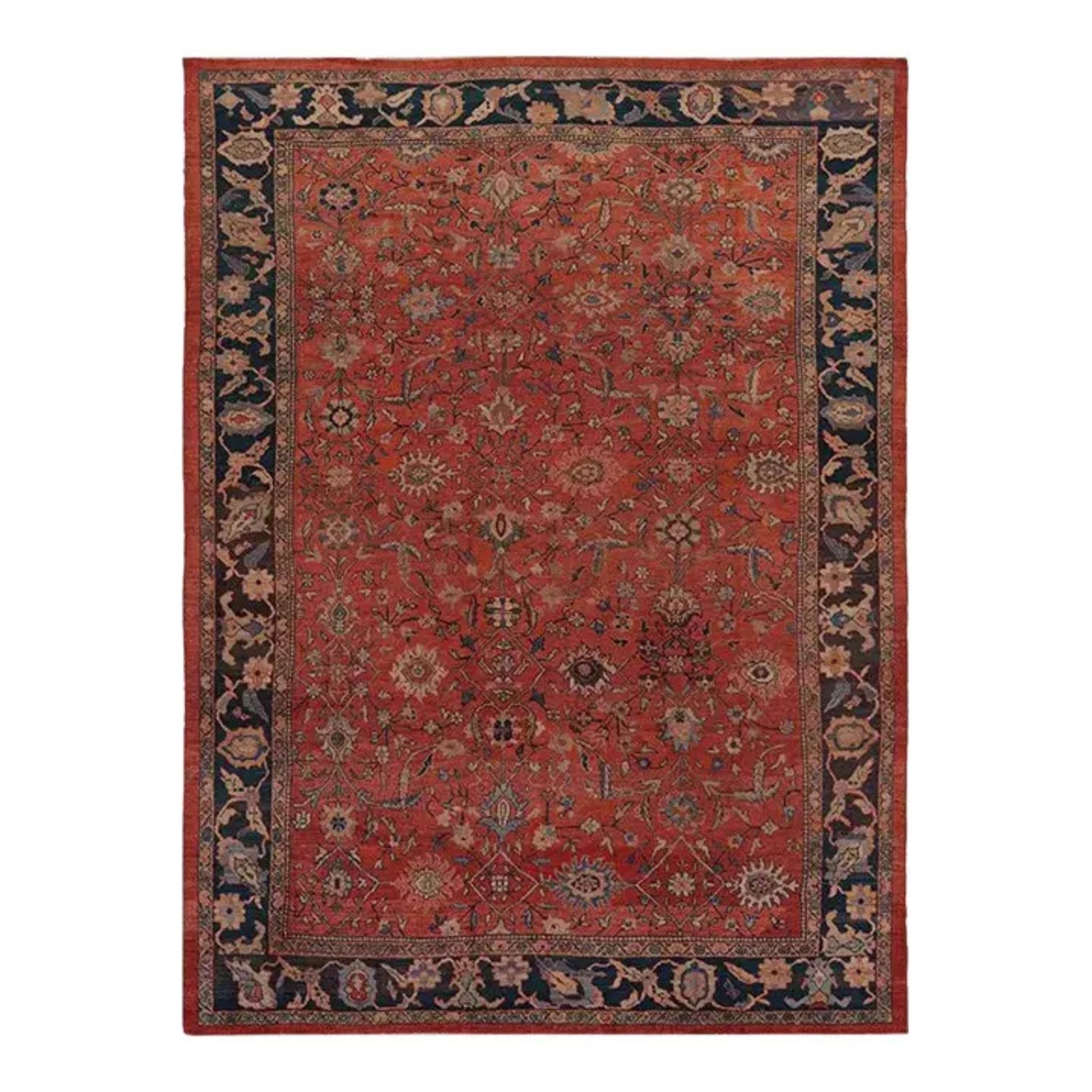 Tappeto persiano Sultanabad d'epoca degli anni '20, tappeto in lana annodato a mano, 10′5″ × 14′