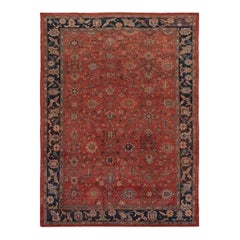 1920s Antique Persian Sultanabad Area Rug, Hand-Knotted Wool Carpet, 10′5″ × 14′