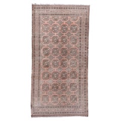 1920s Antique Pink Khotan Long Rug, All-Over Field, Ivory Accents