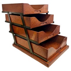 1920's Antique Rare Arts & Crafts 4 Tray Mission Oak Desktop File by Weis USA