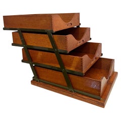 1920's Antique Rare Arts & Crafts 4 Tray Mission Oak Desktop File by Weis USA