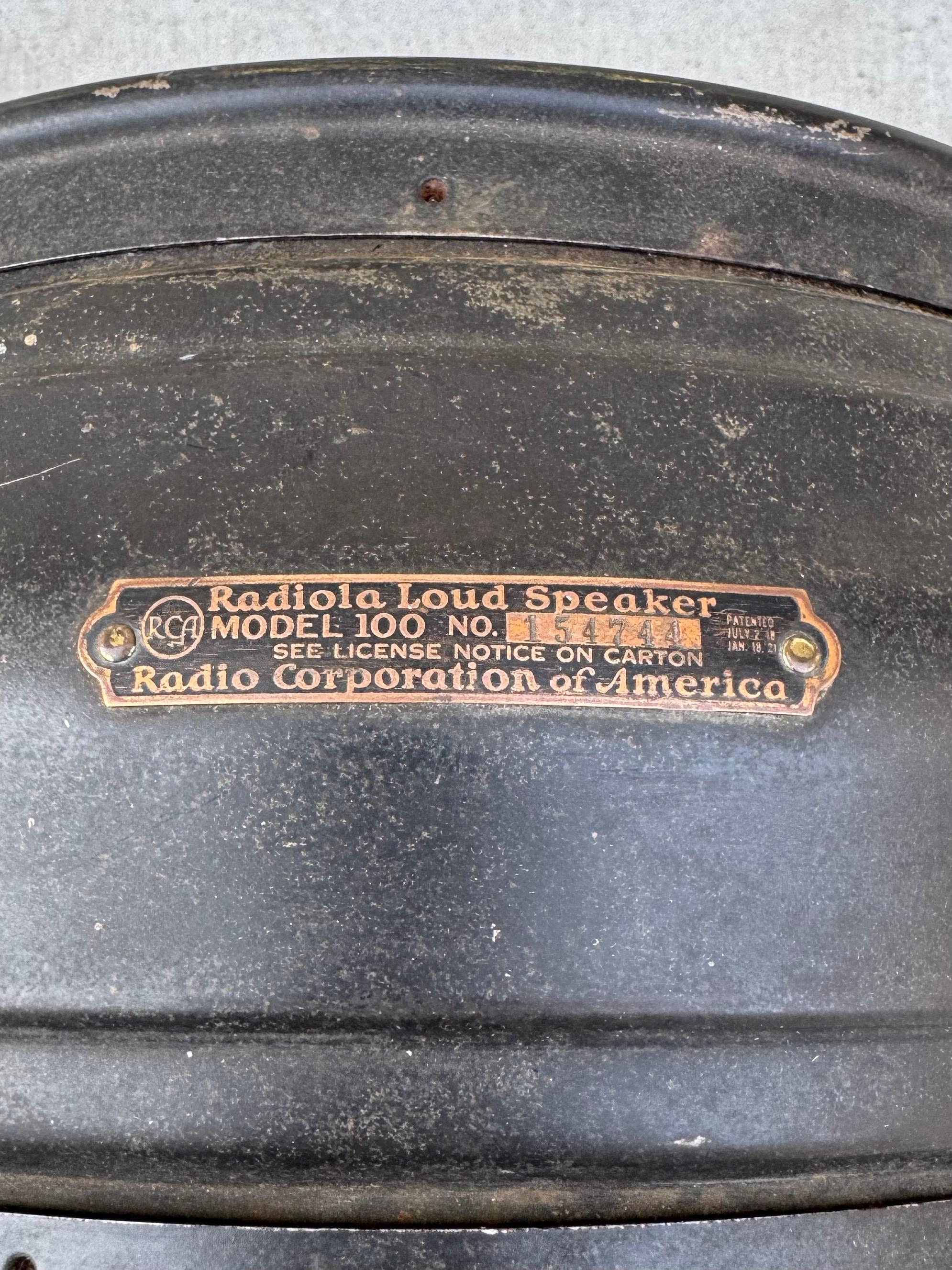 Altavoz antiguo RCA Radiola de 1920 Model 100 en venta 1