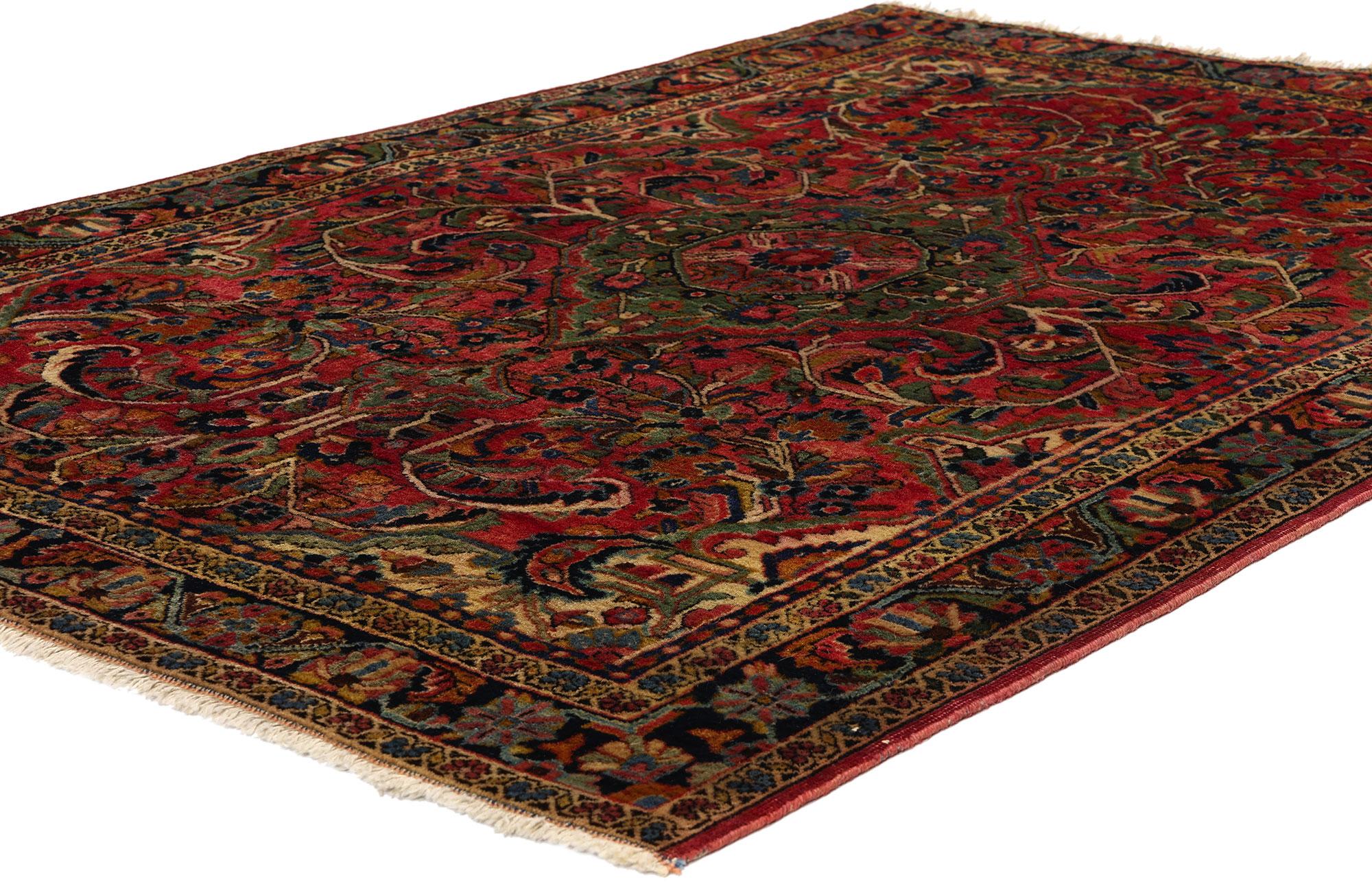 78684 Tapis persan ancien Sarouk Farahan, 03'00 x 05'00. Les tapis persans Sarouk Farahan sont un type particulier de tapis persans originaires du district de Farahan dans la région de Sarouk en Iran. Ces tapis sont réputés pour leurs motifs