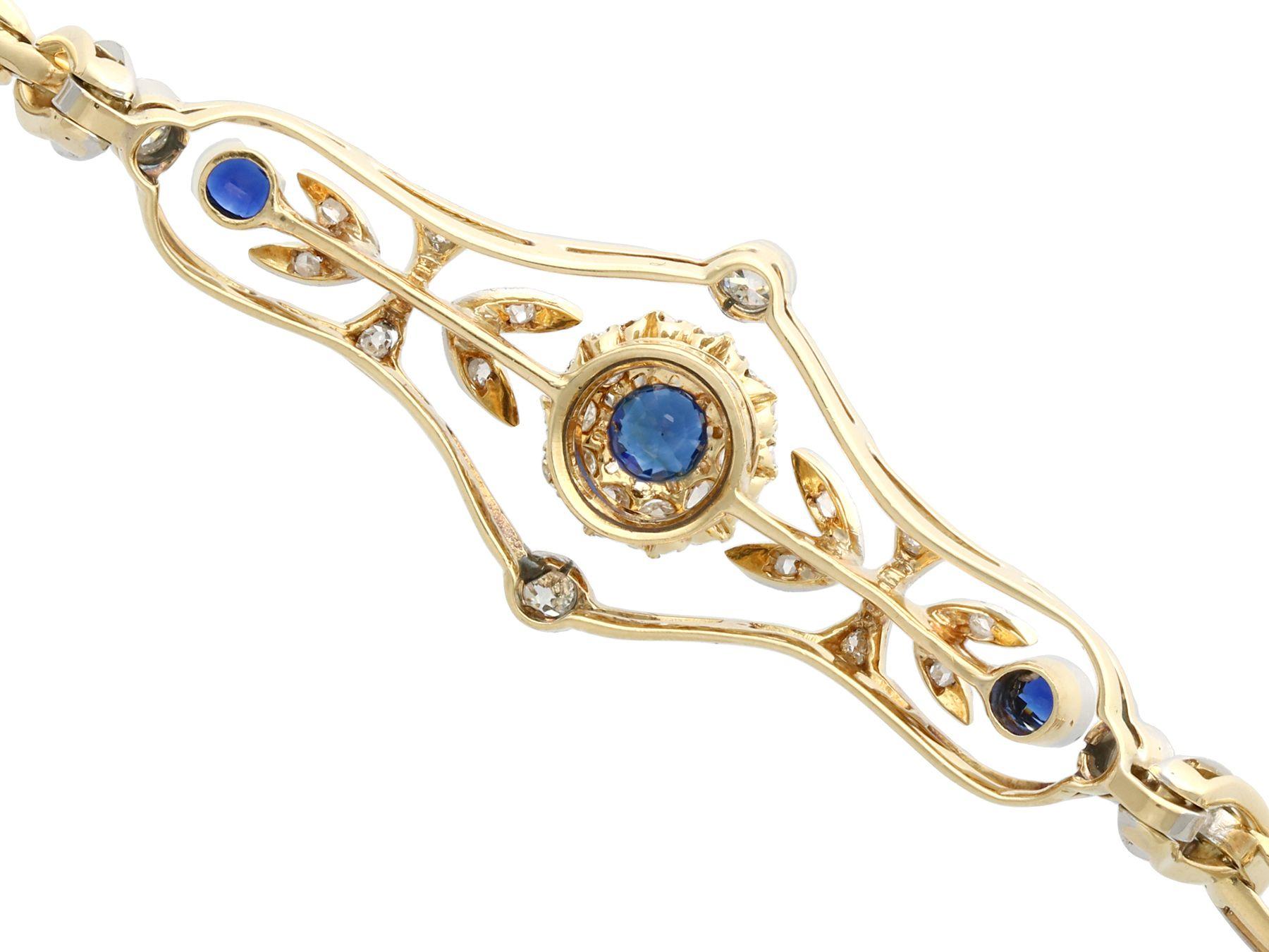 1920s Antique Sapphire and Diamond Yellow Gold Bracelet For Sale 1