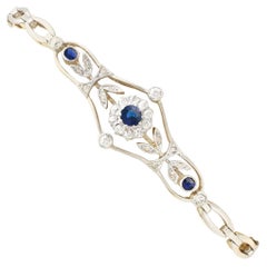 1920s Antique Sapphire and Diamond Yellow Gold Bracelet